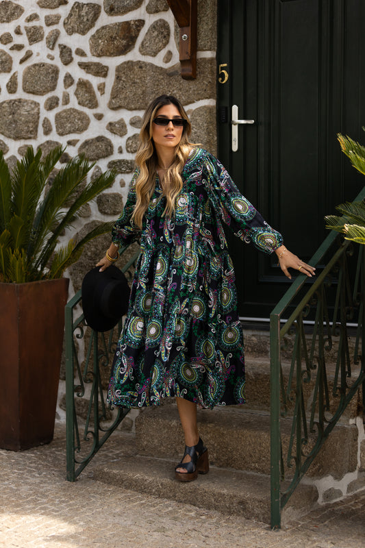 Vestido largo con volantes