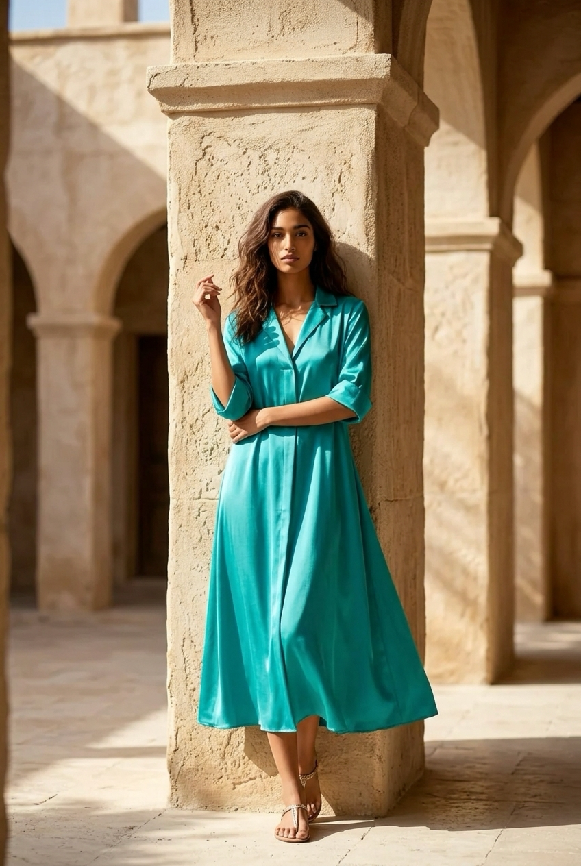 Vestido midi de viscosa