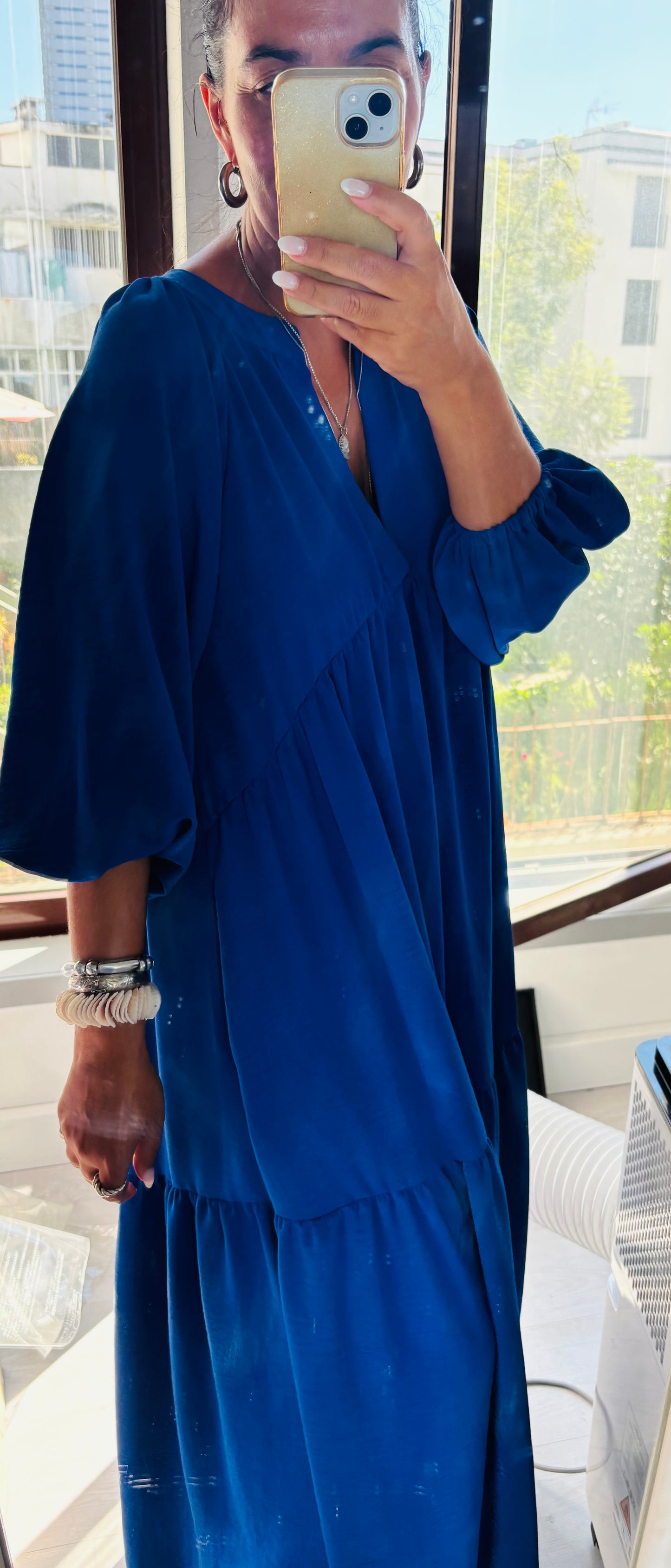 Vestido comprido azul