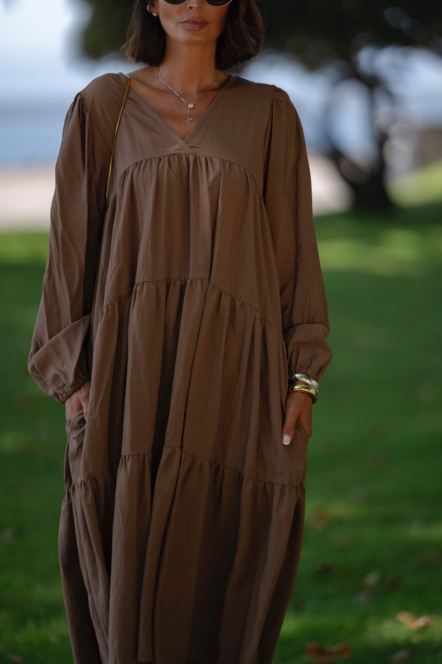 Vestido largo con volantes