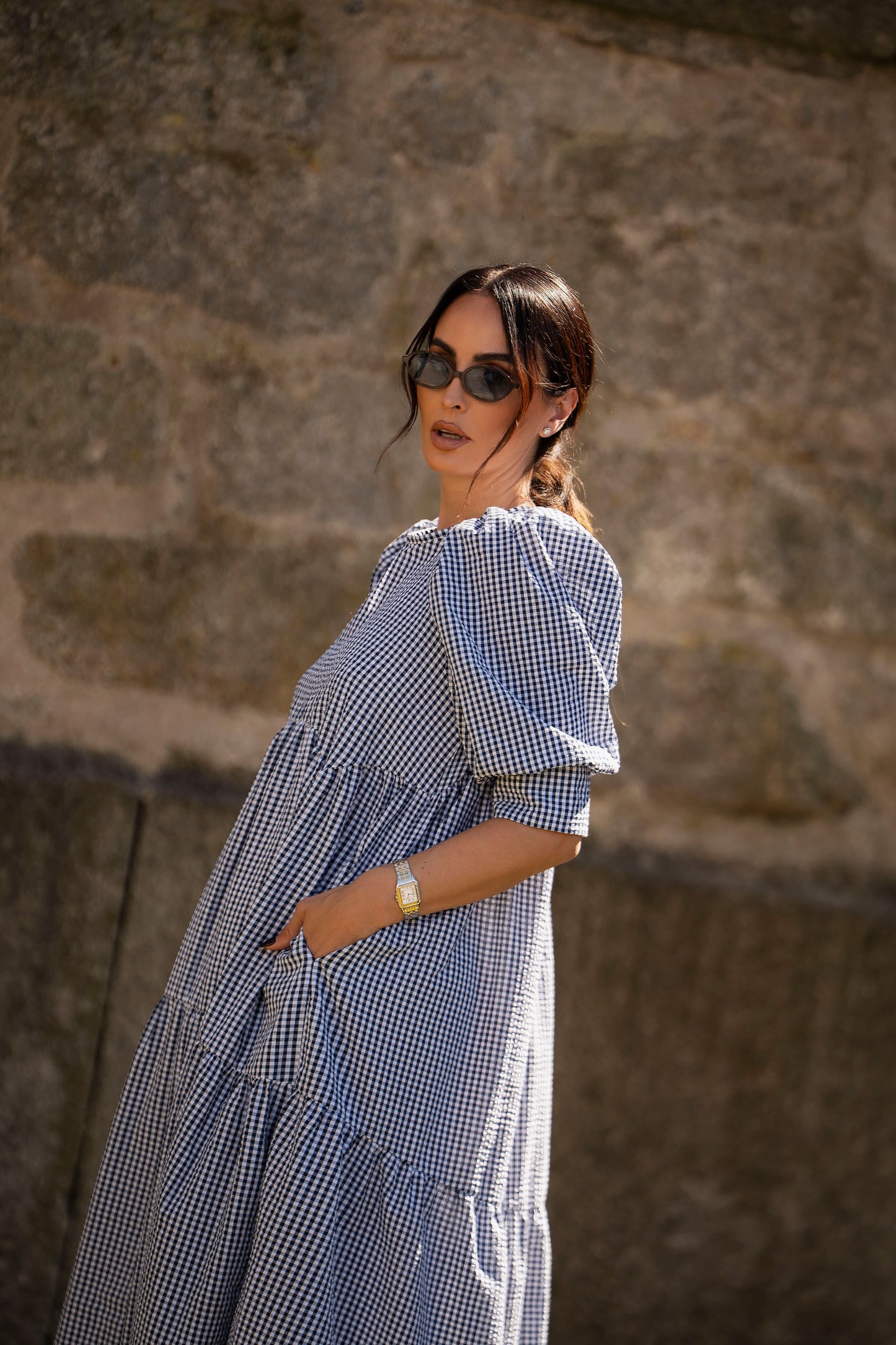 Vestido largo con volante