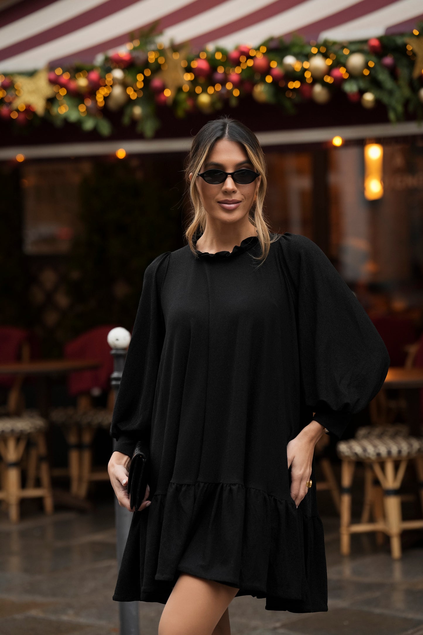 Vestido corto punto brillos