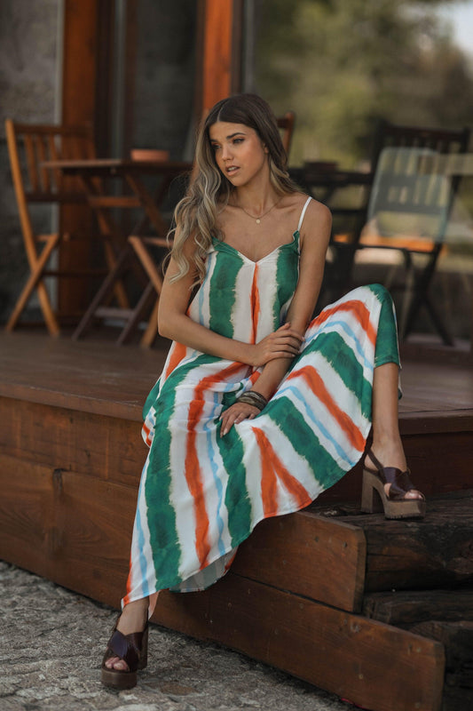 vestido largo con tirantes
