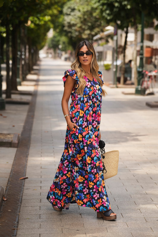 Vestido largo estampado