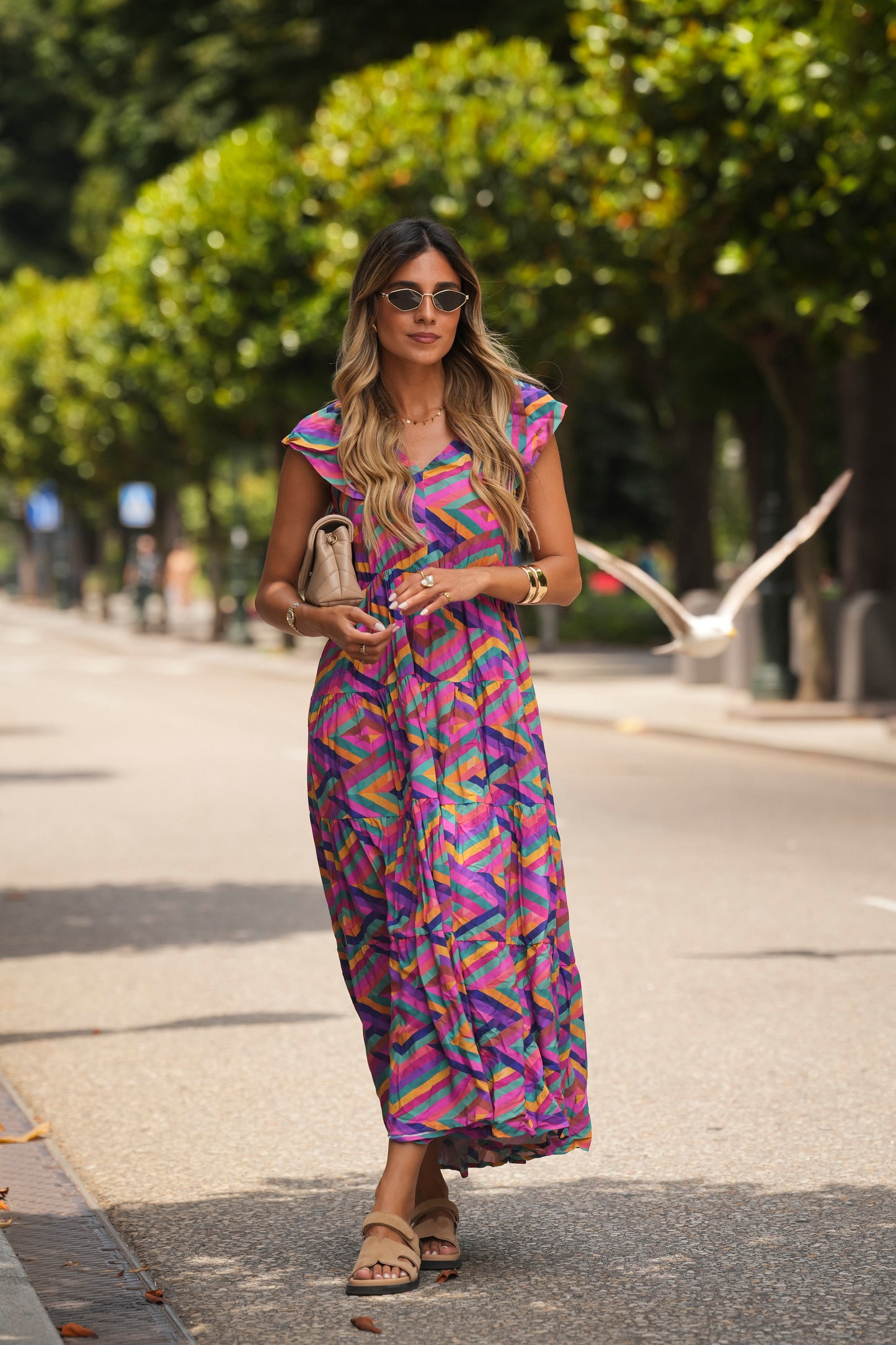 Vestido largo estampado
