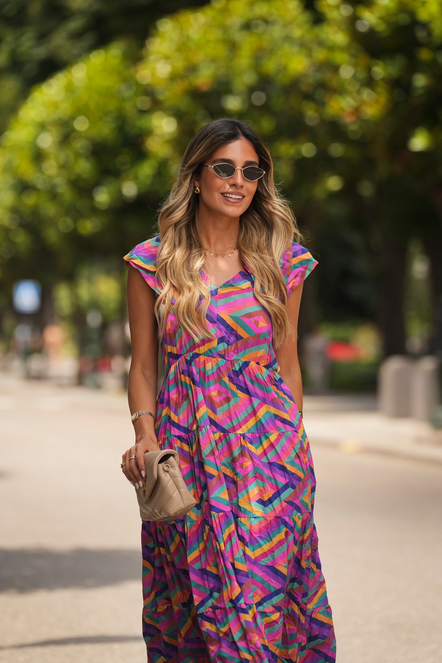 Vestido largo estampado