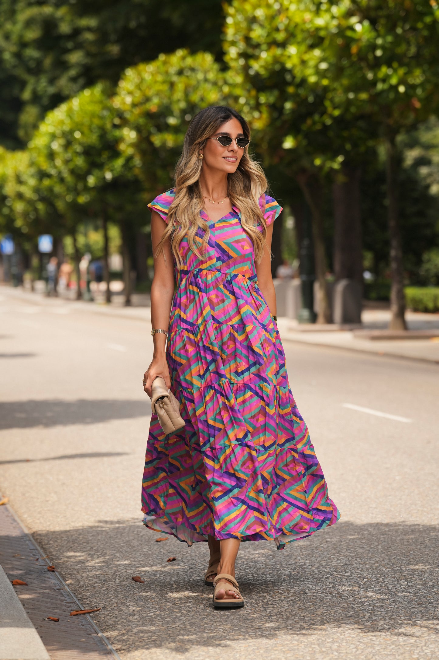 Vestido largo estampado