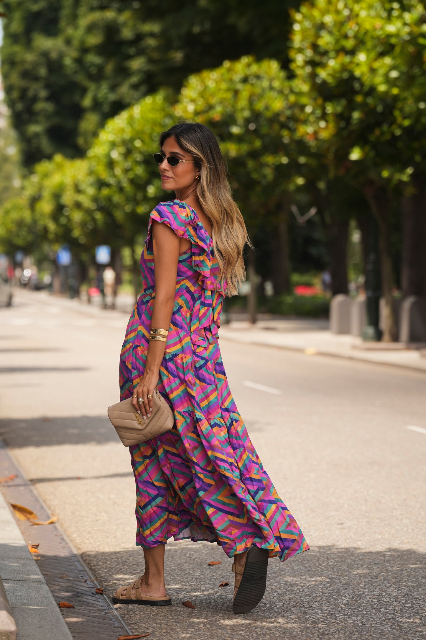 Vestido largo estampado