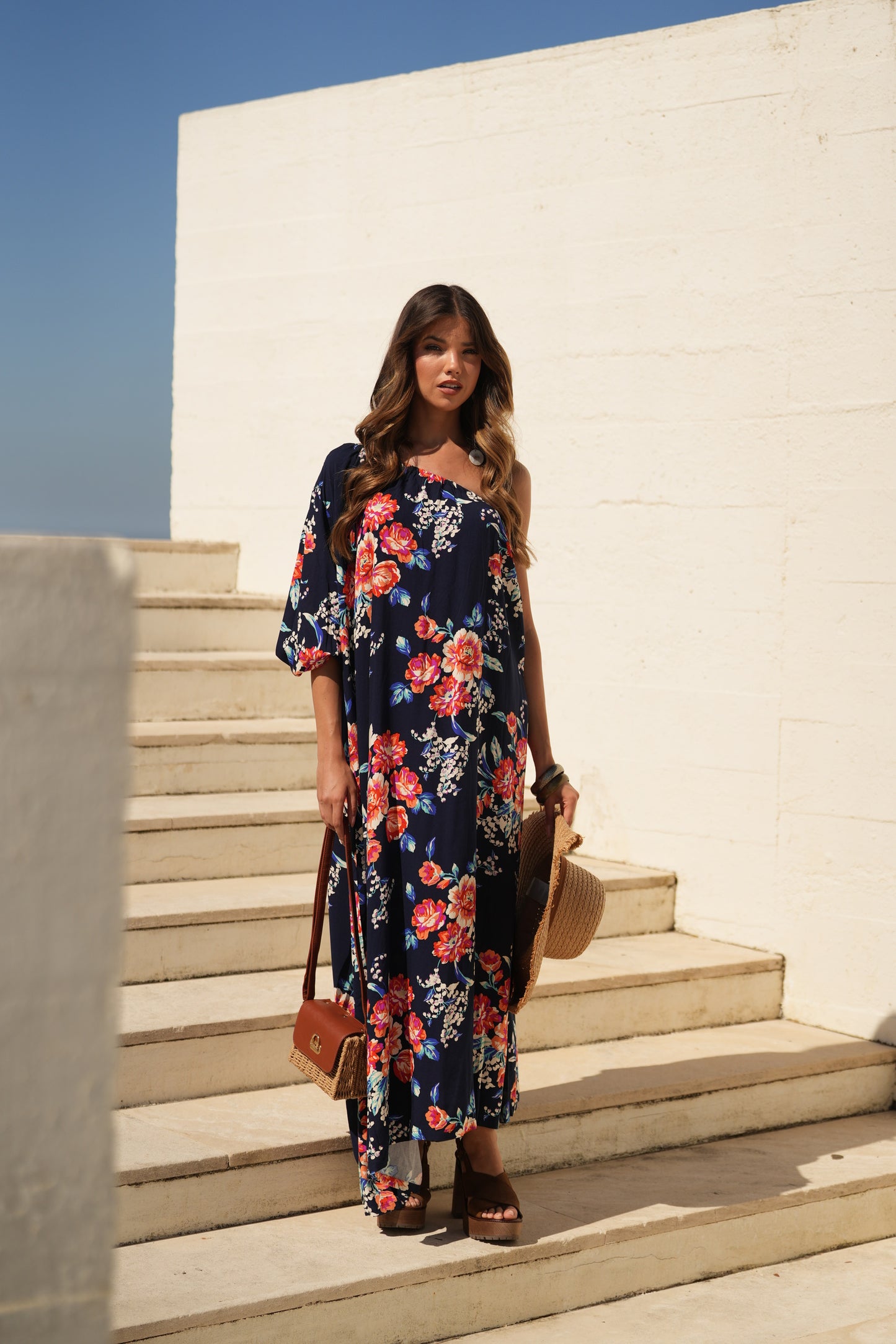 Vestido largo estampado floral