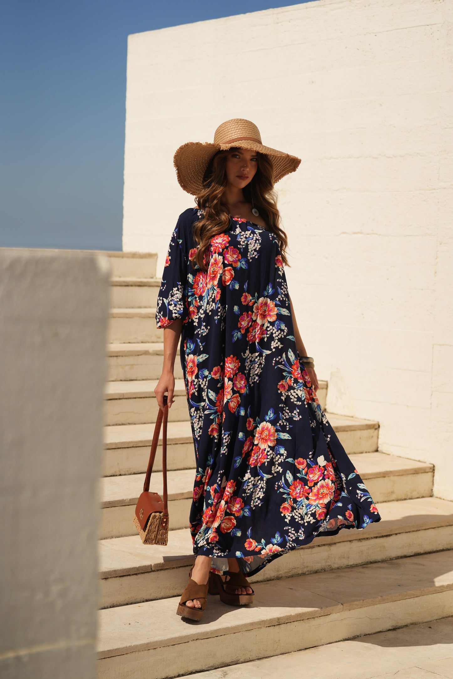 Vestido largo estampado floral