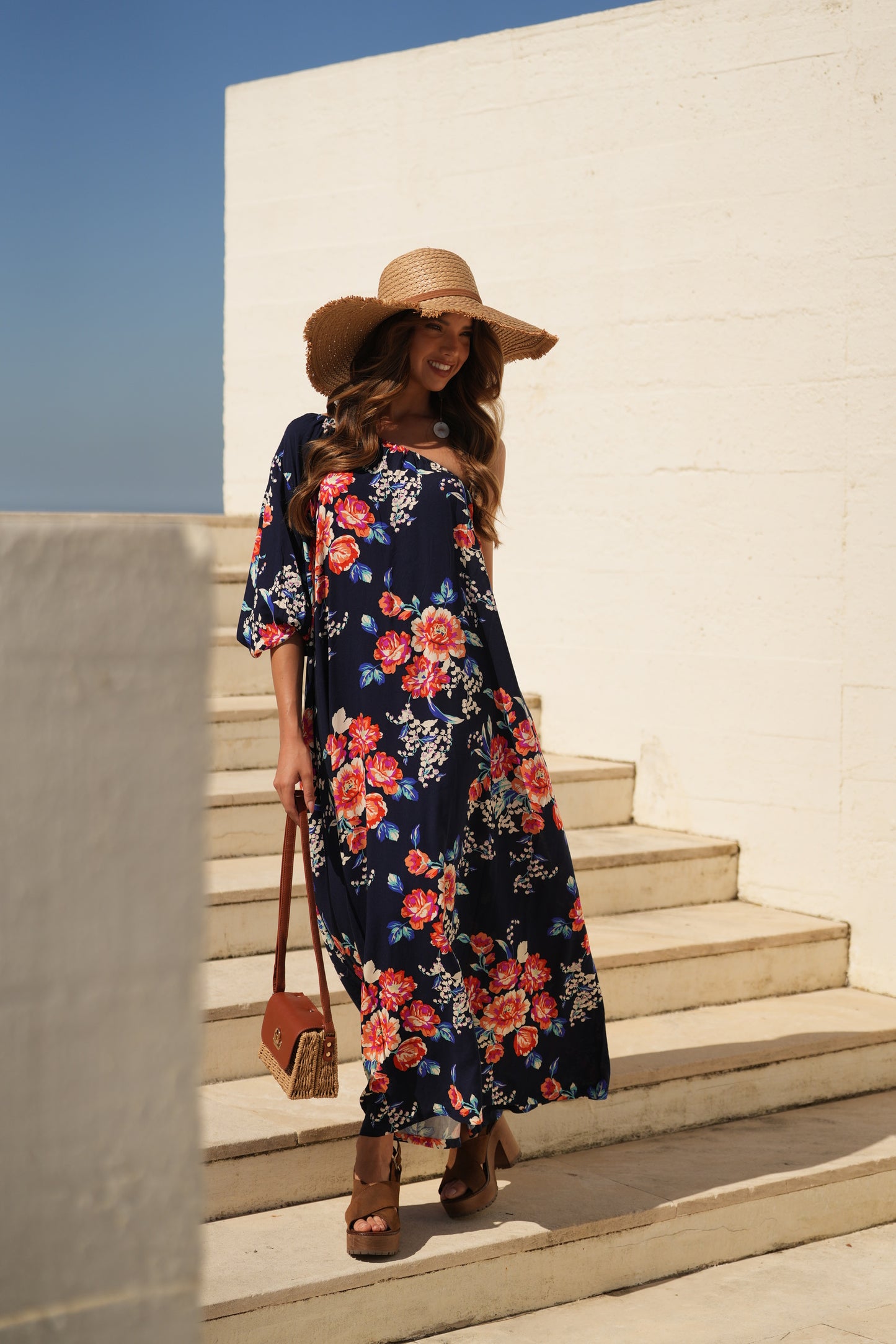 Vestido largo estampado floral