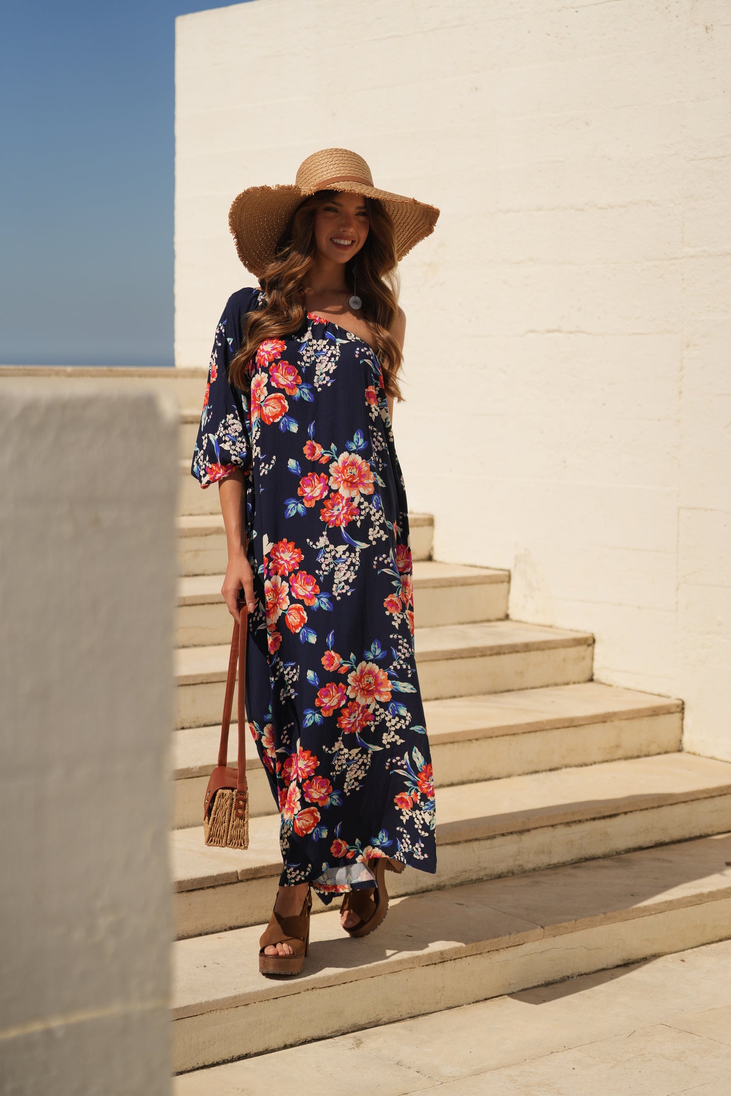 Vestido largo estampado floral