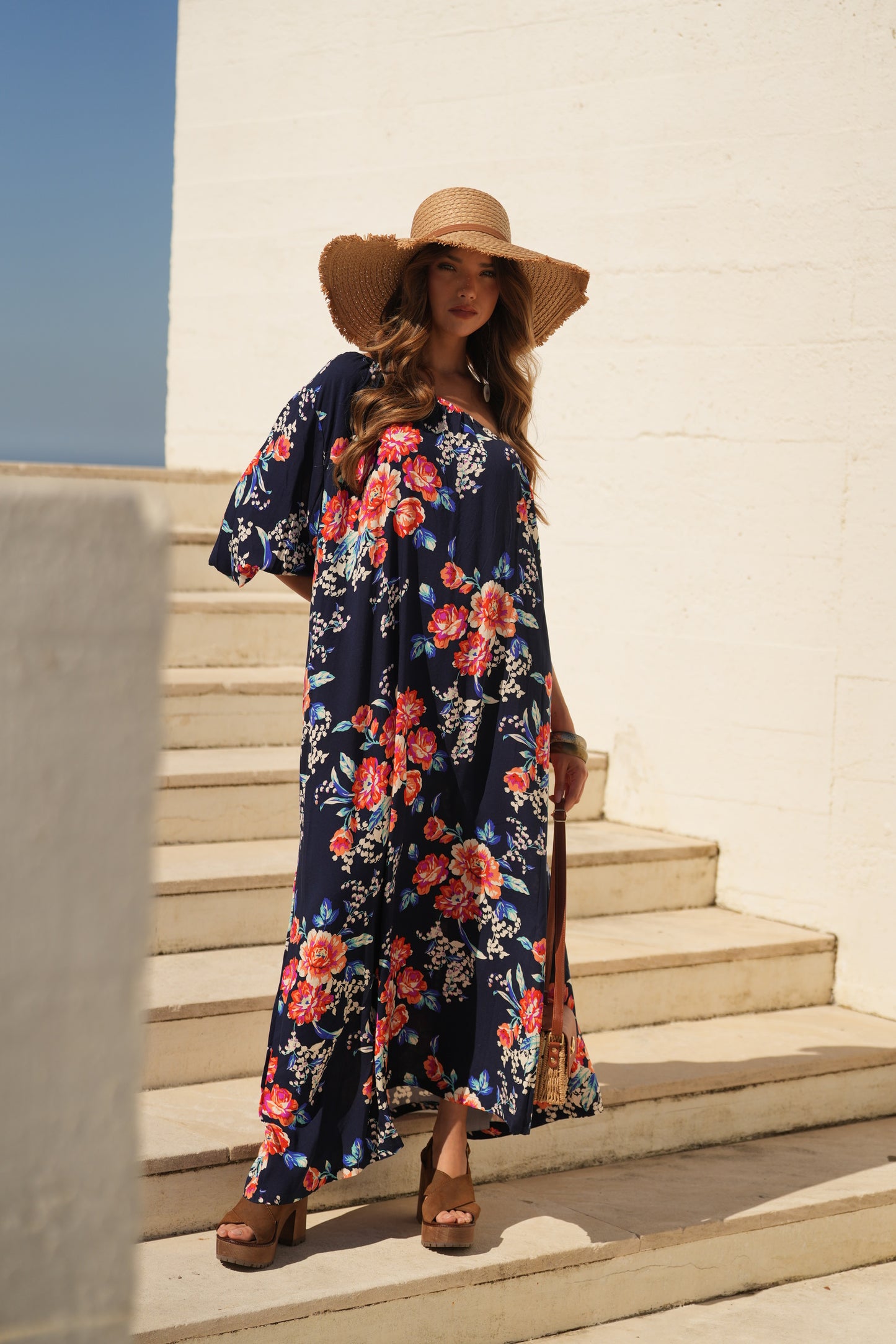 Vestido largo estampado floral
