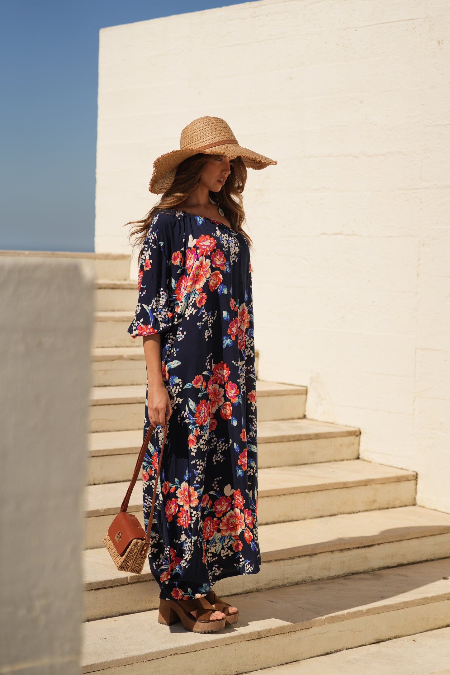 Vestido largo estampado floral