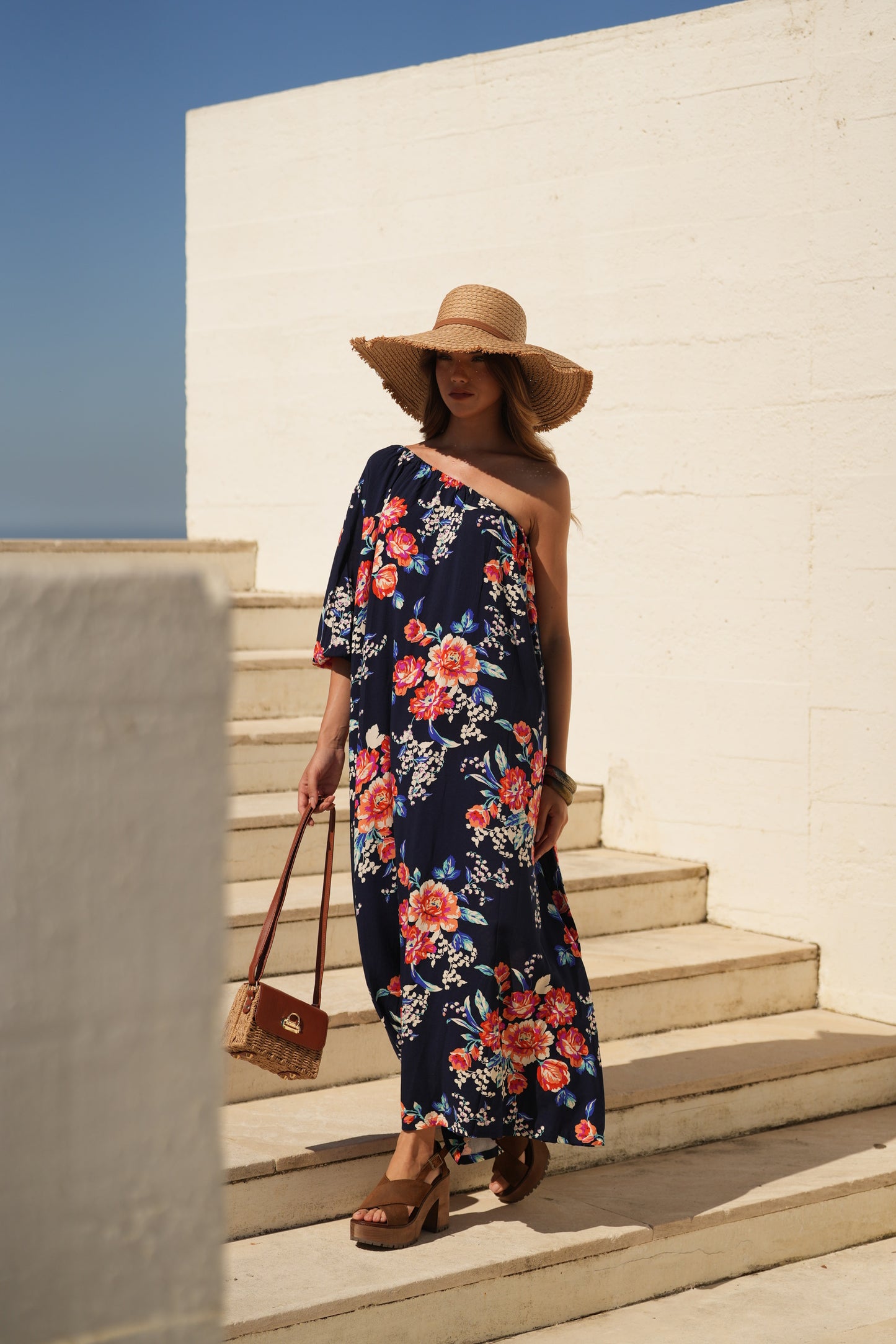 Vestido largo estampado floral