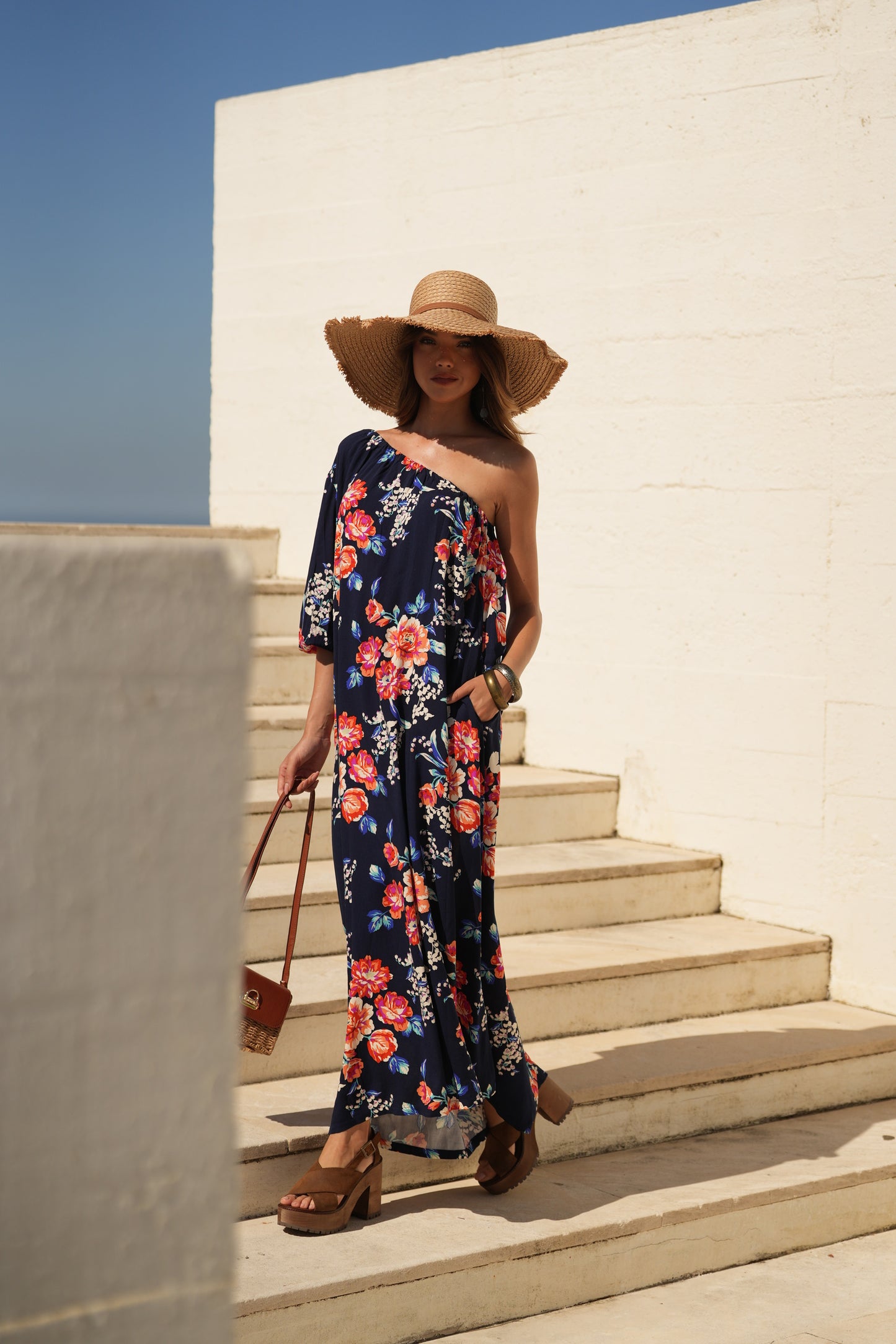 Vestido largo estampado floral