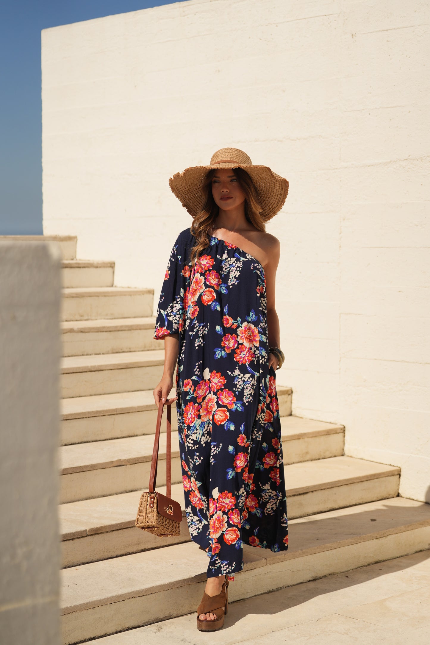 Vestido largo estampado floral
