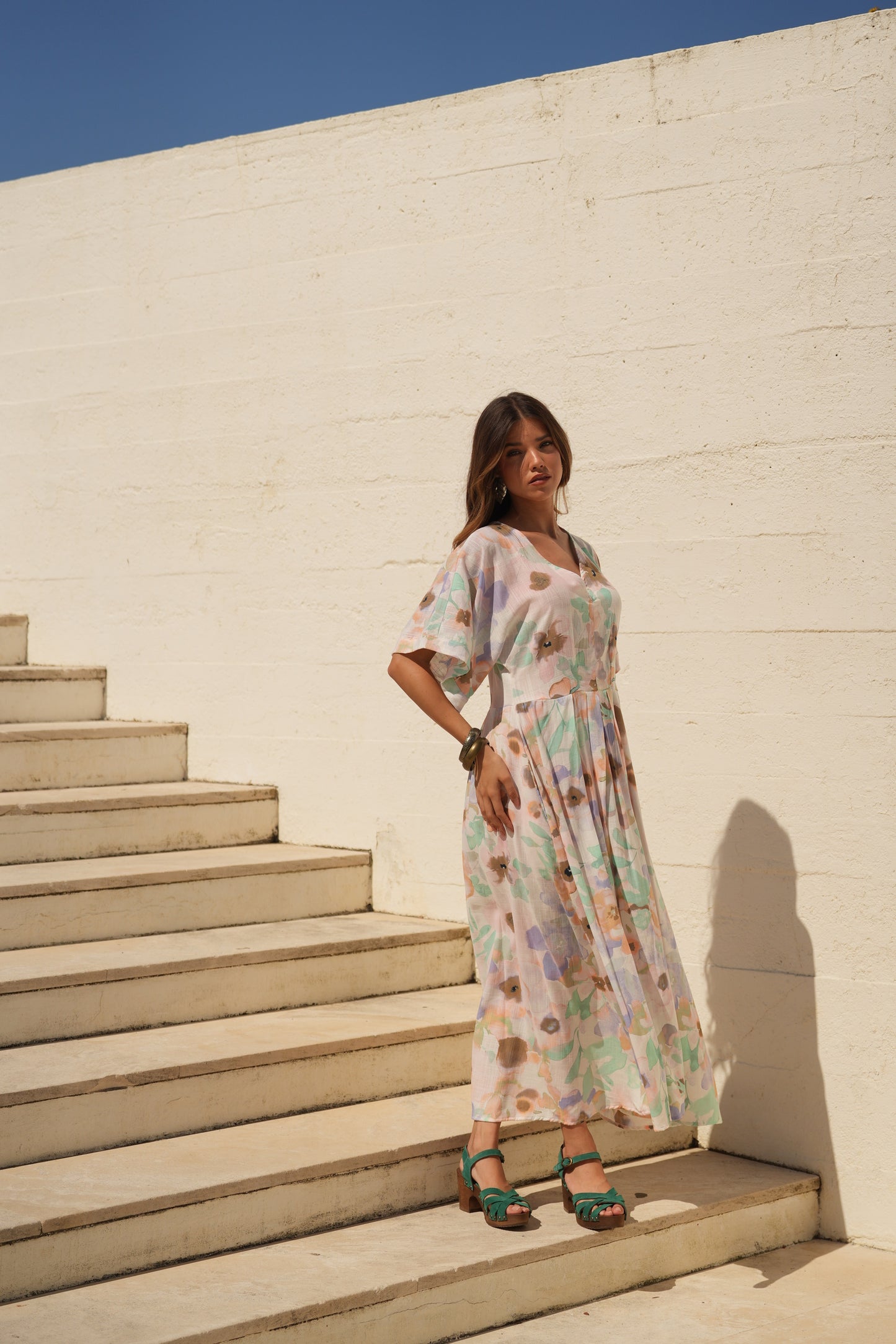 Vestido largo estampado
