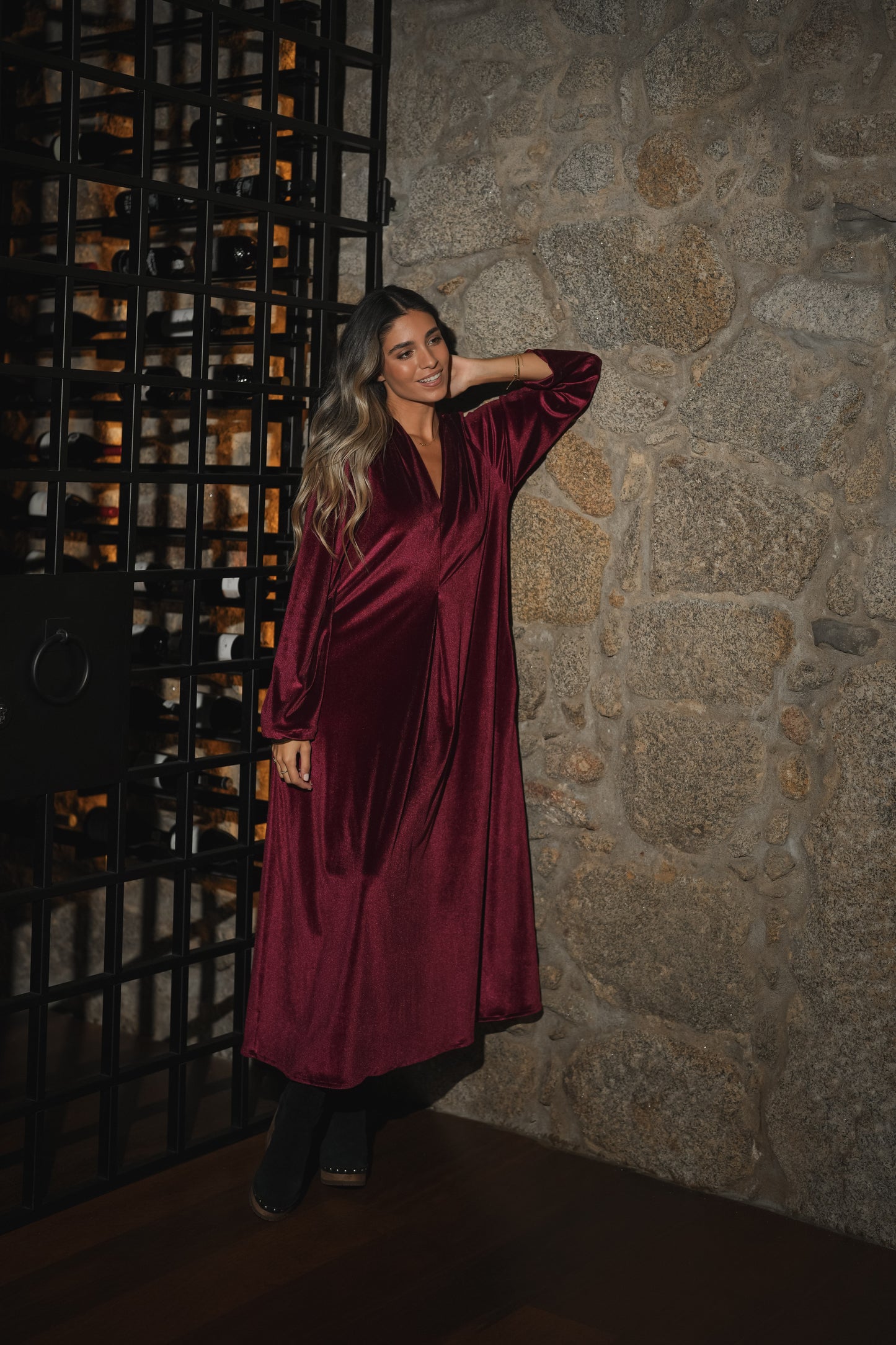 Vestido largo de terciopelo