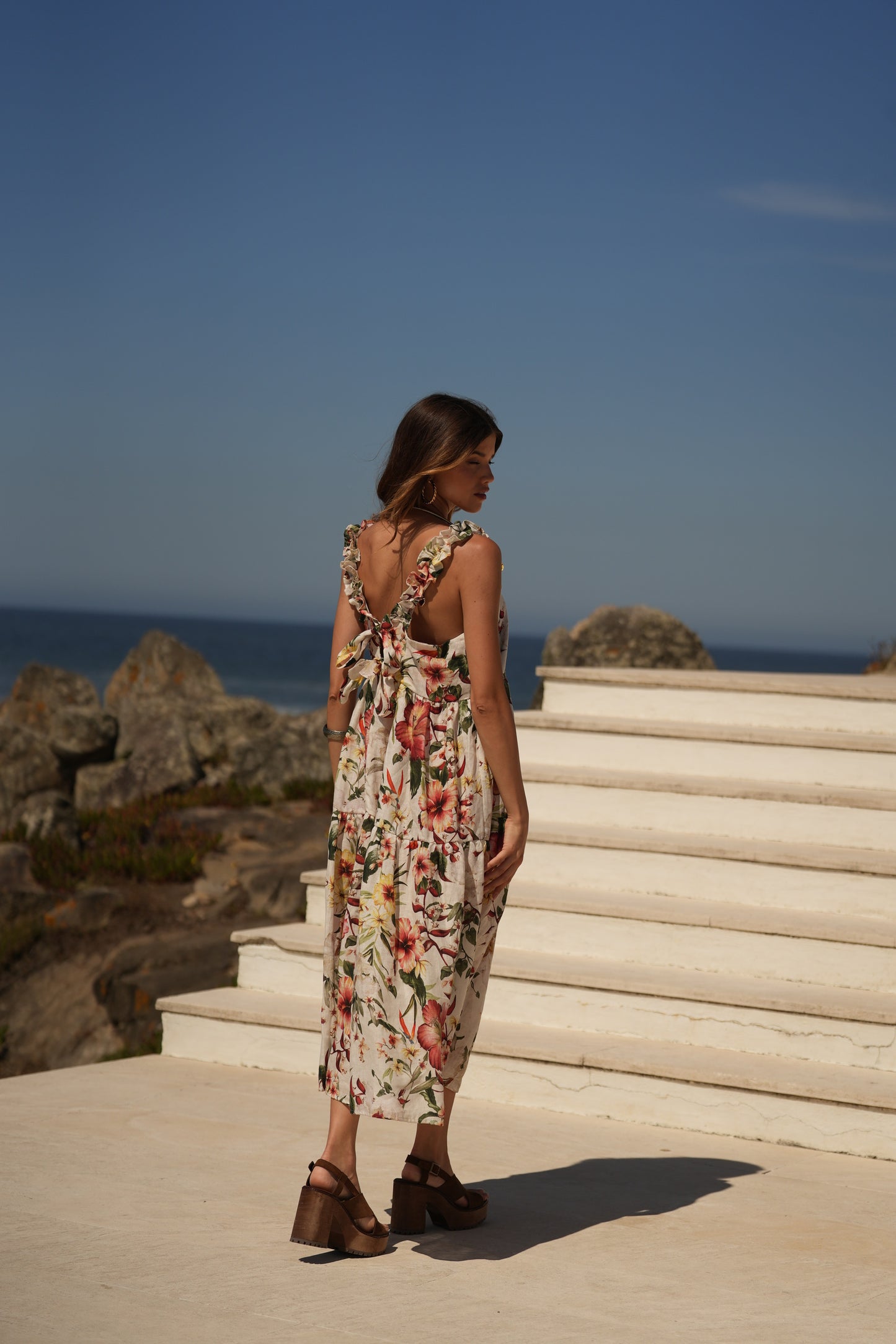 Vestido largo de tirantes estampado