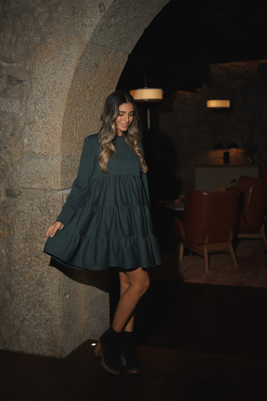 Vestido corto de punto verde