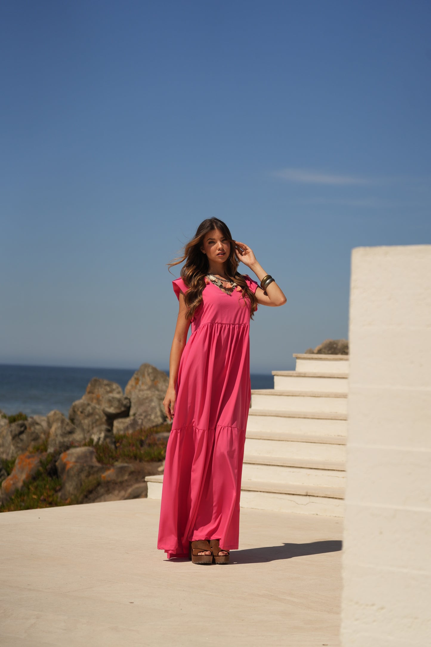 Vestido largo rosa