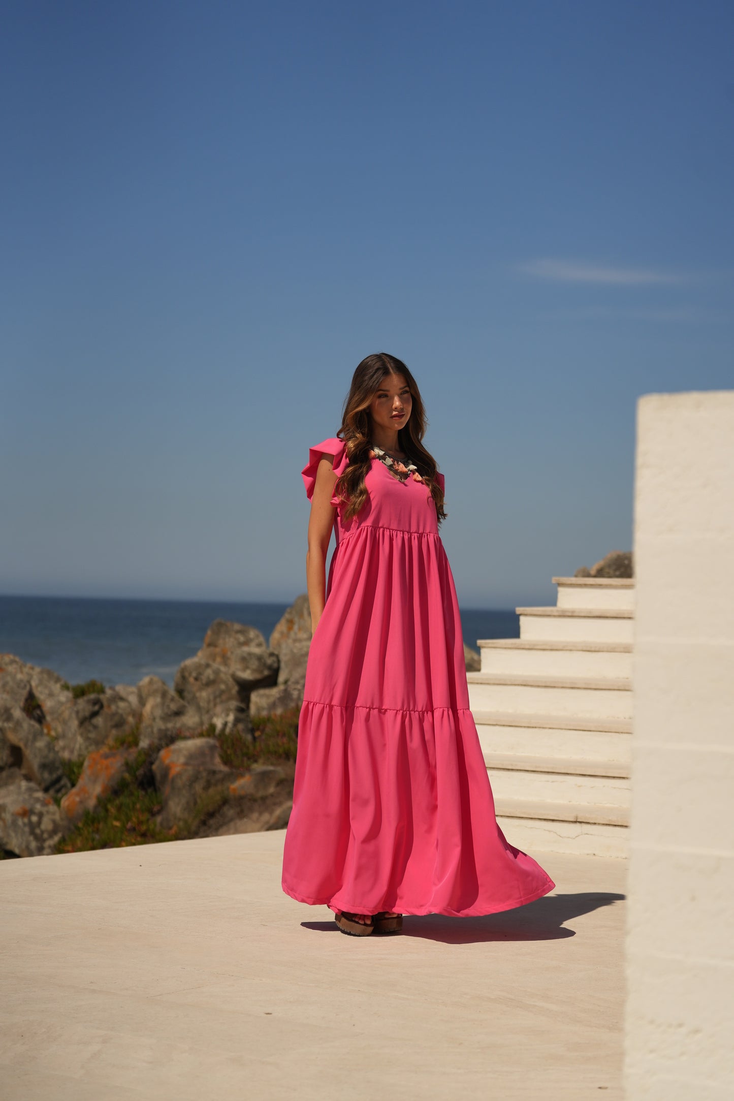Vestido largo rosa