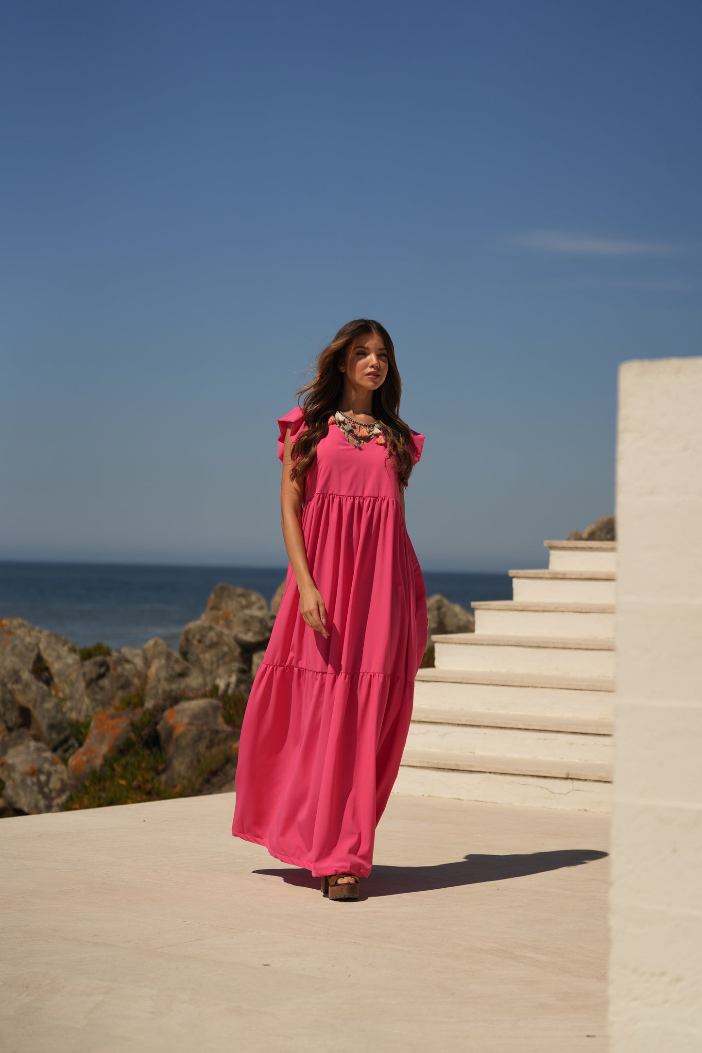 Vestido largo rosa