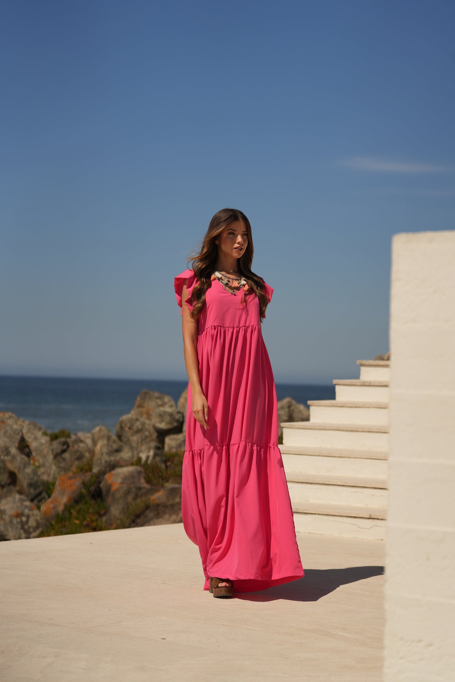 Vestido largo rosa