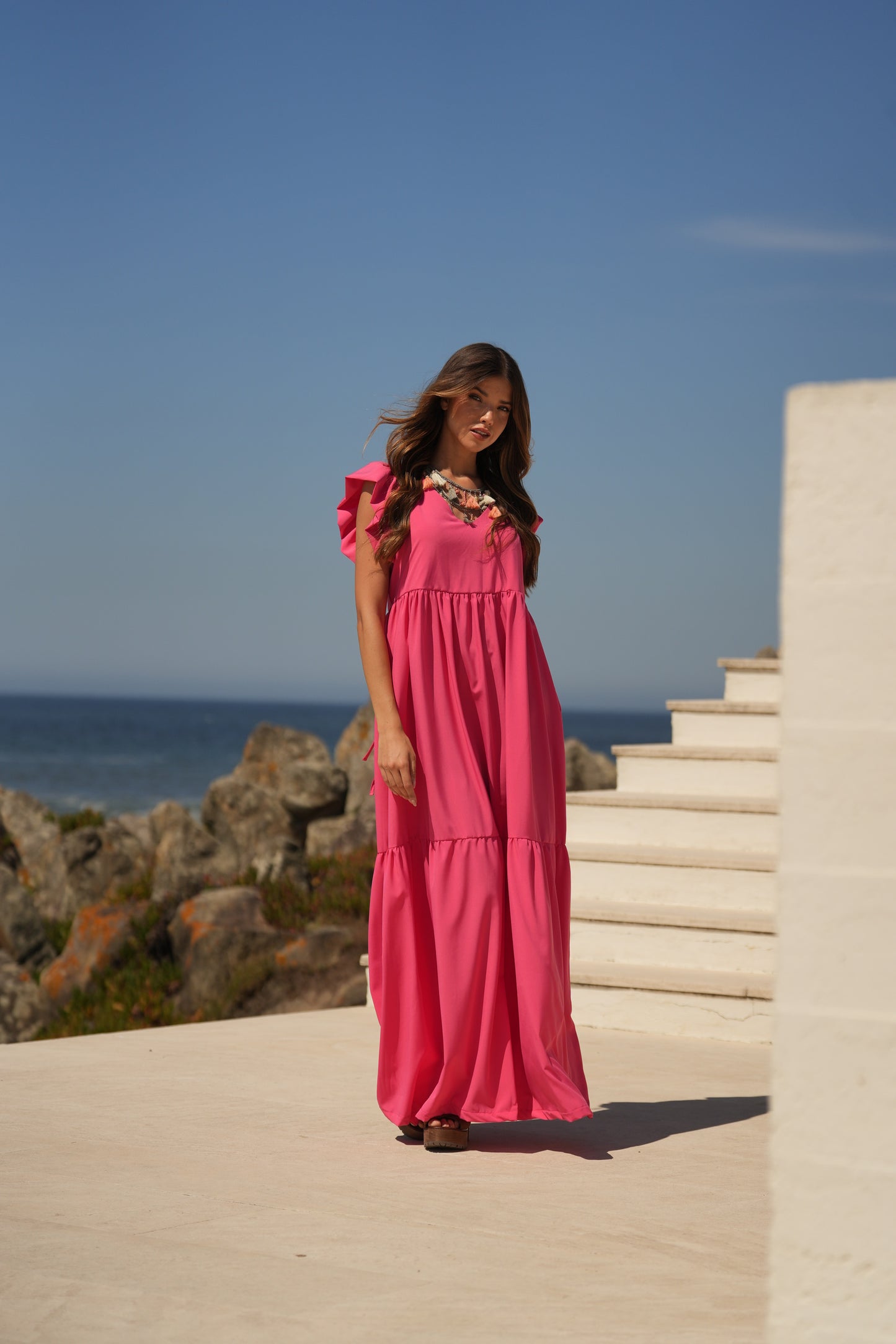 Vestido largo rosa