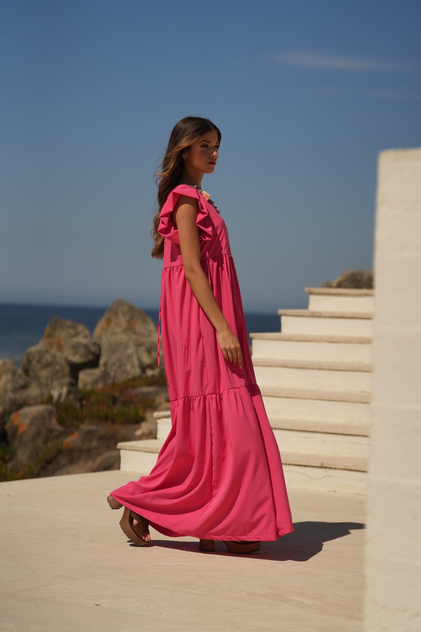 Vestido largo rosa