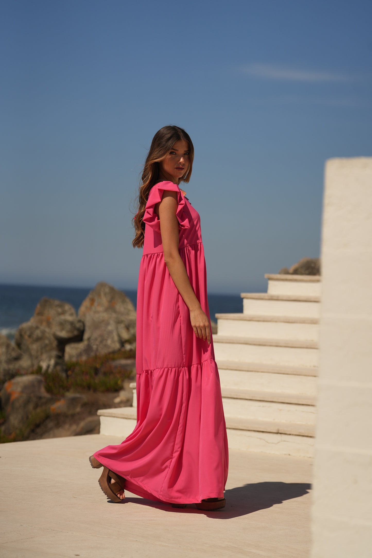 Vestido largo rosa