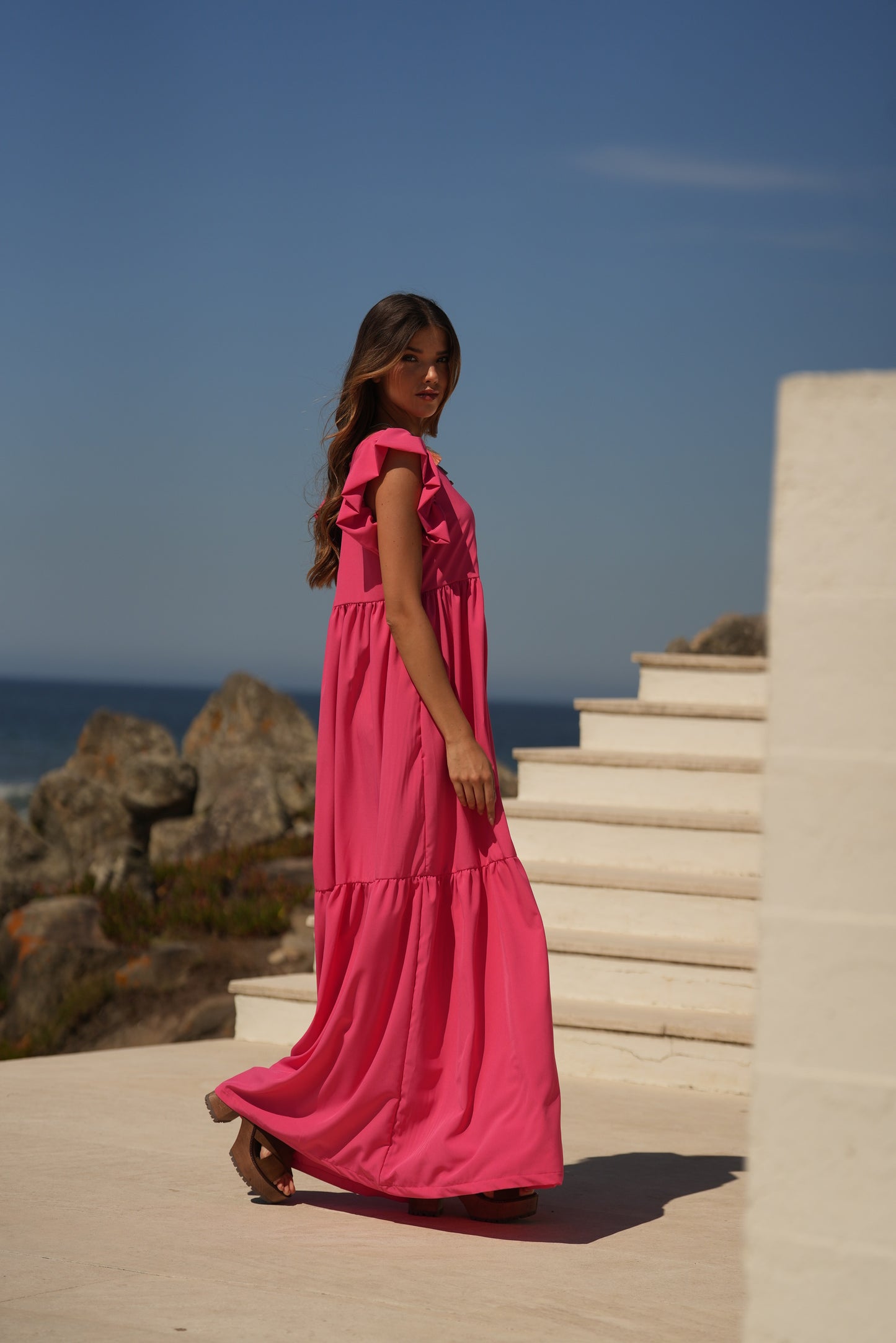 Vestido largo rosa