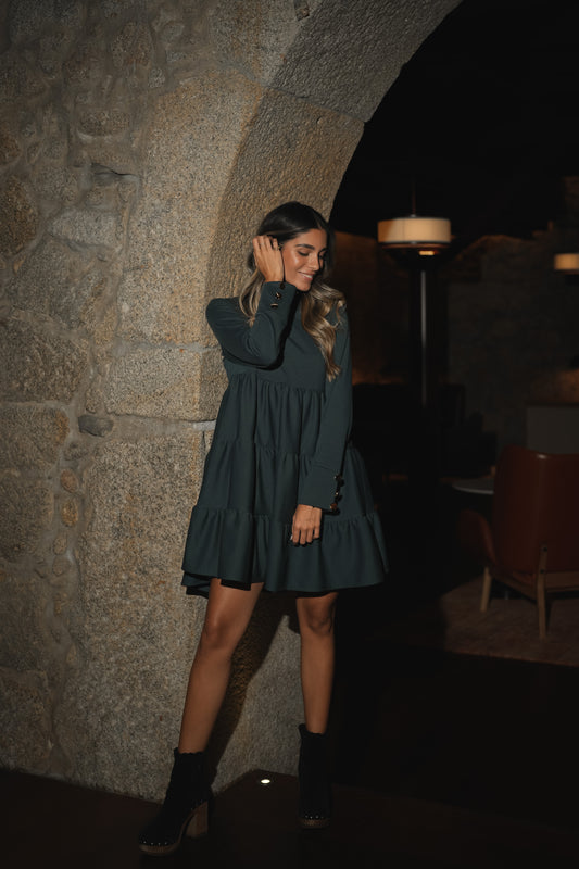 Vestido corto de punto verde