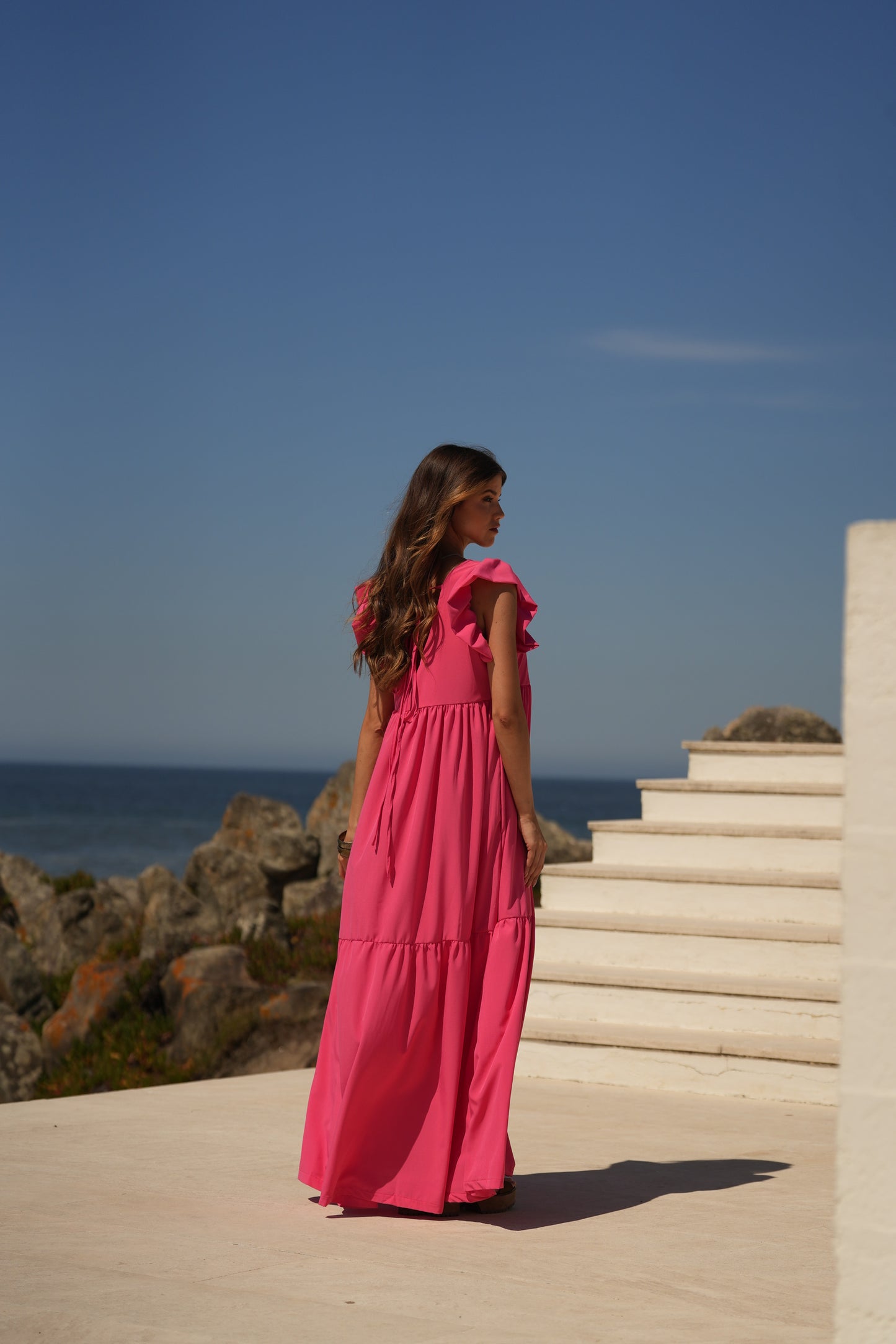 Vestido largo rosa