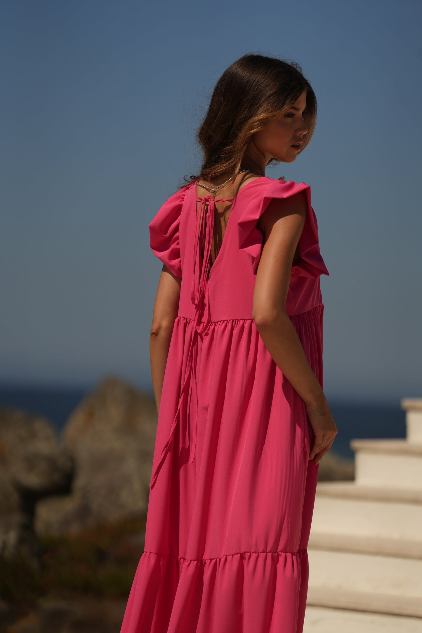 Vestido largo rosa