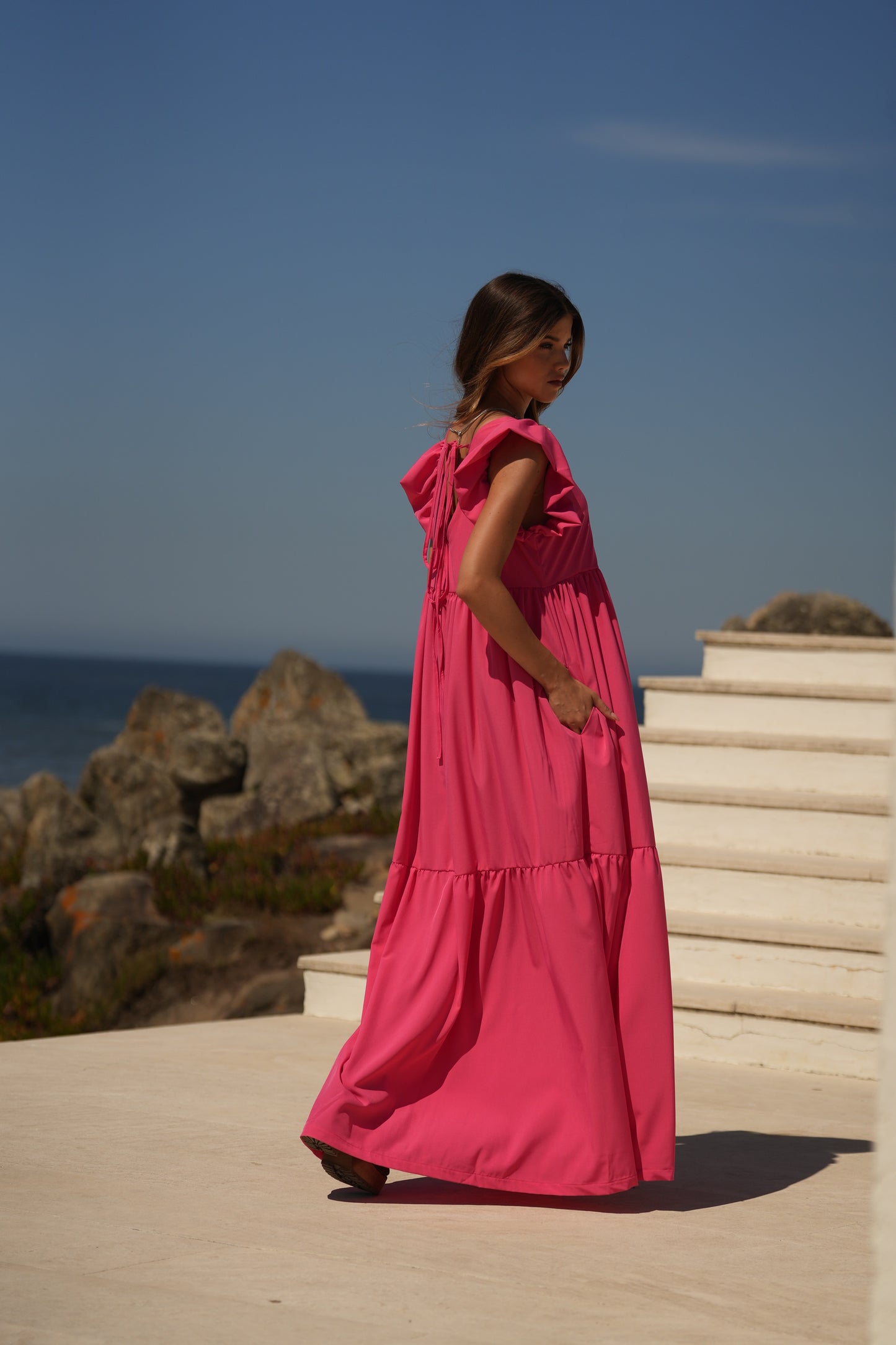 Vestido largo rosa