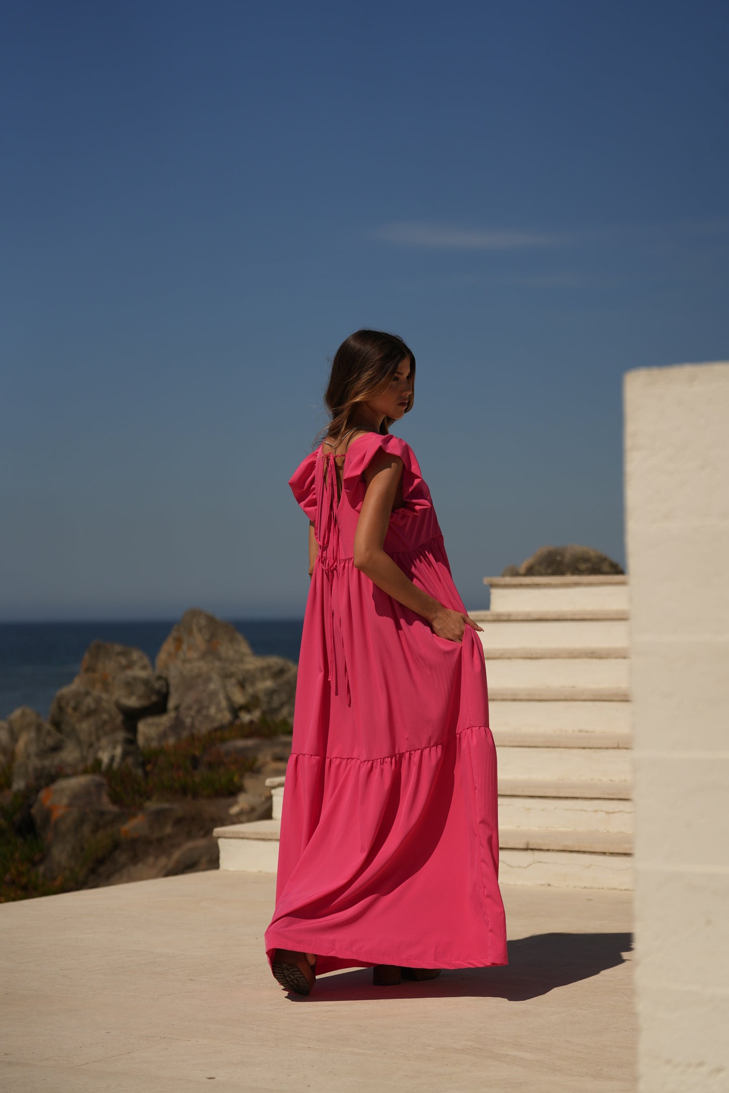 Vestido largo rosa