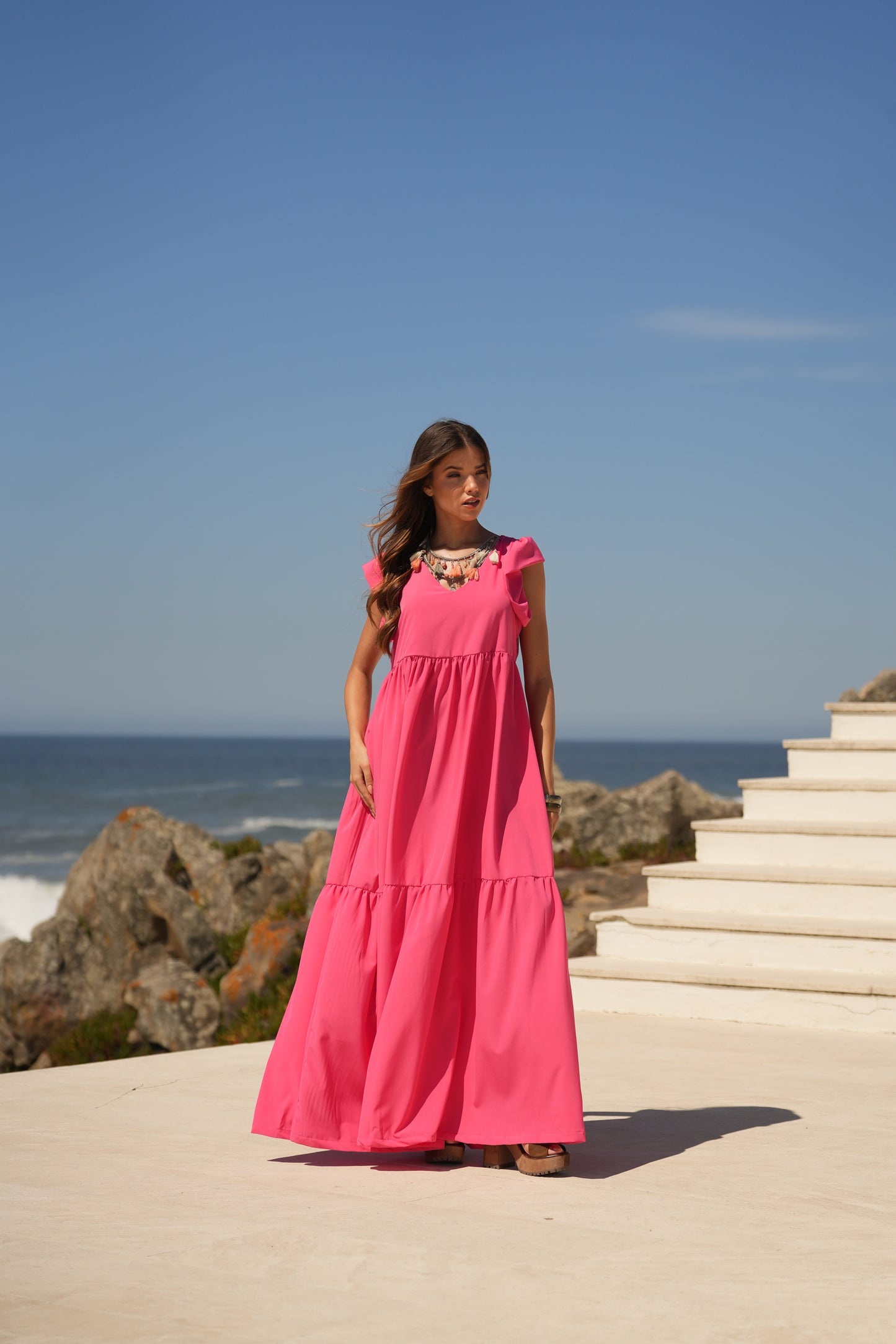 Vestido largo rosa