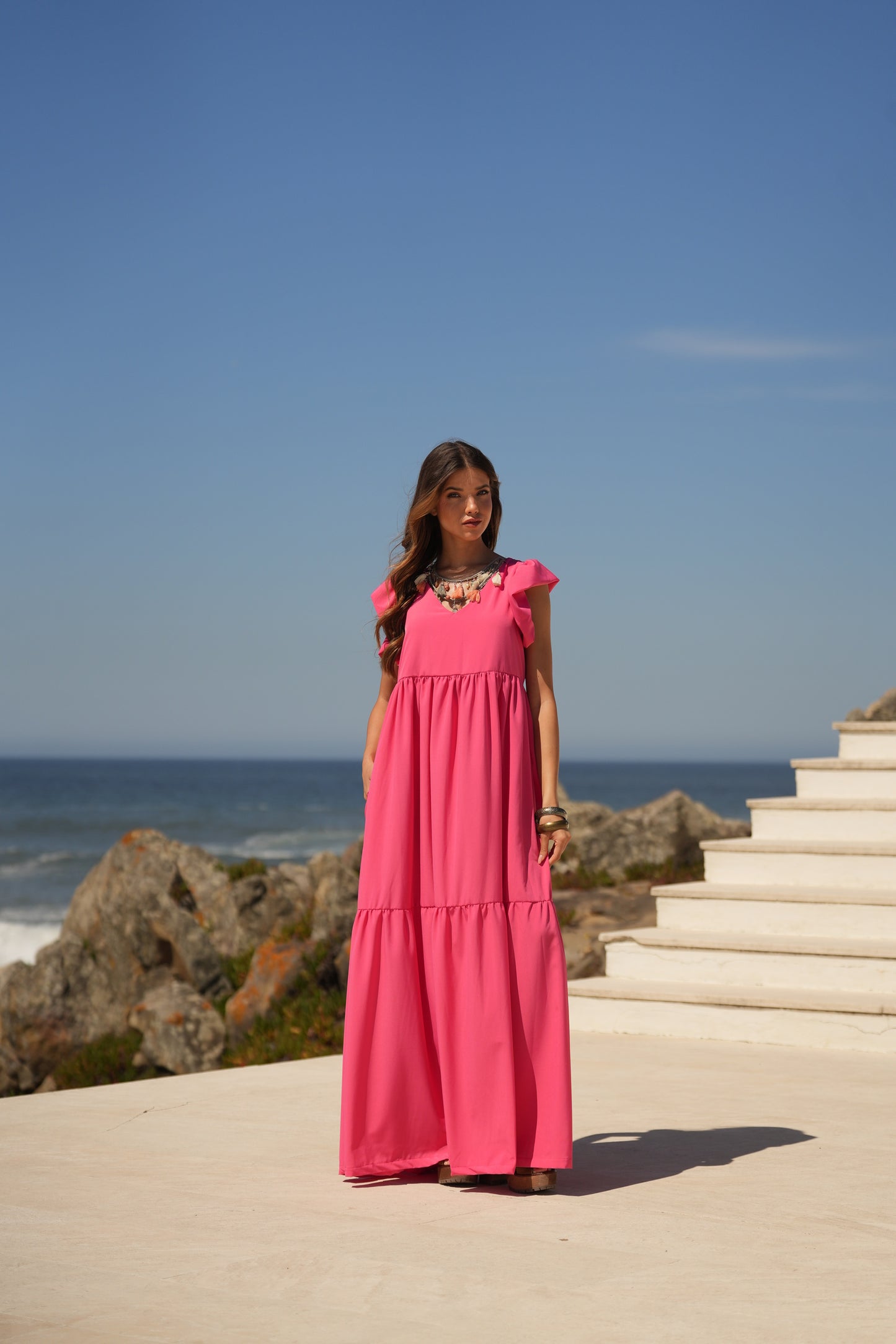 Vestido largo rosa