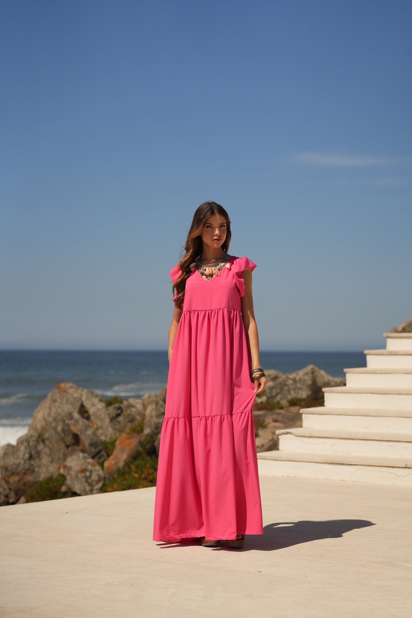 Vestido largo rosa