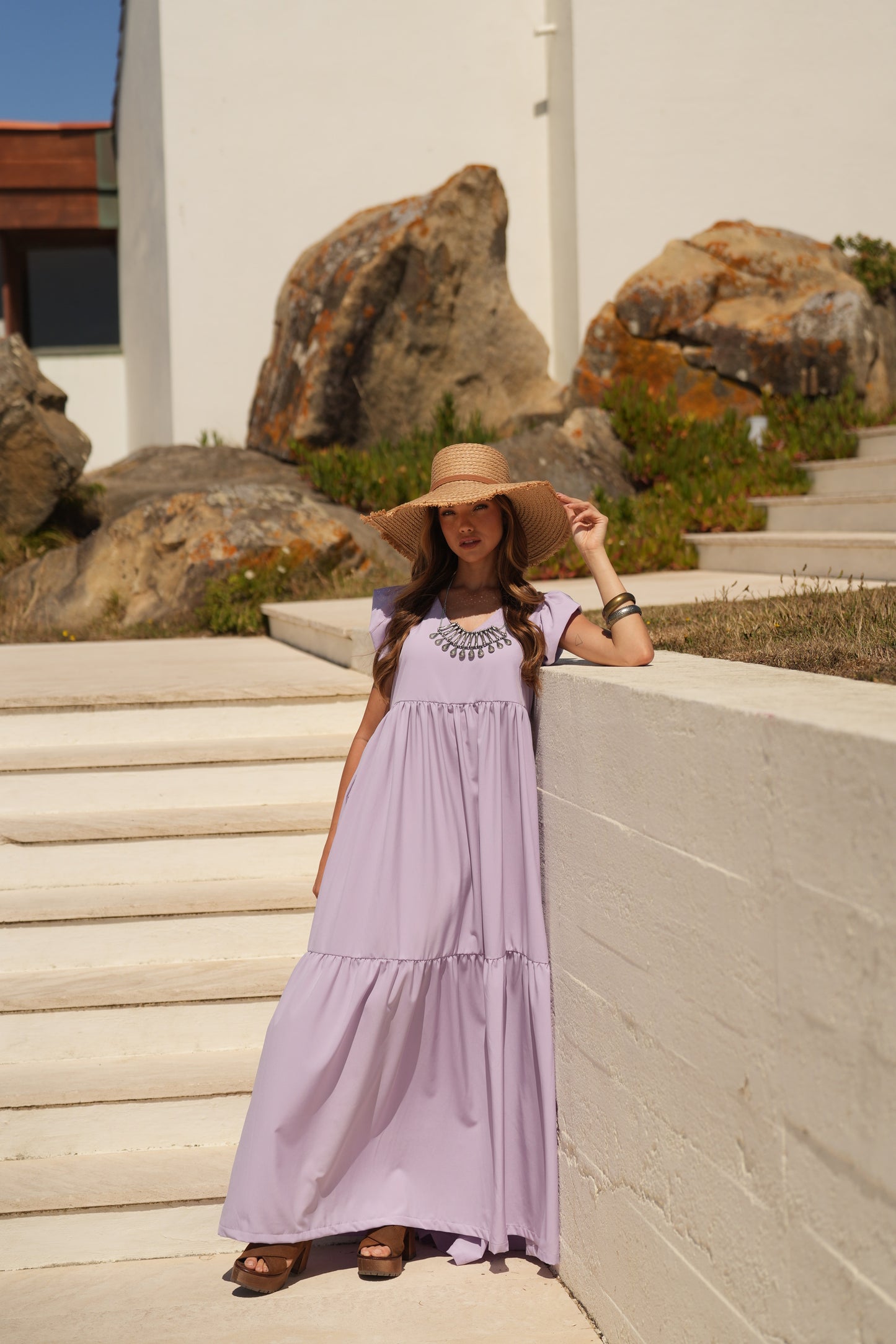 Vestido largo lavanda