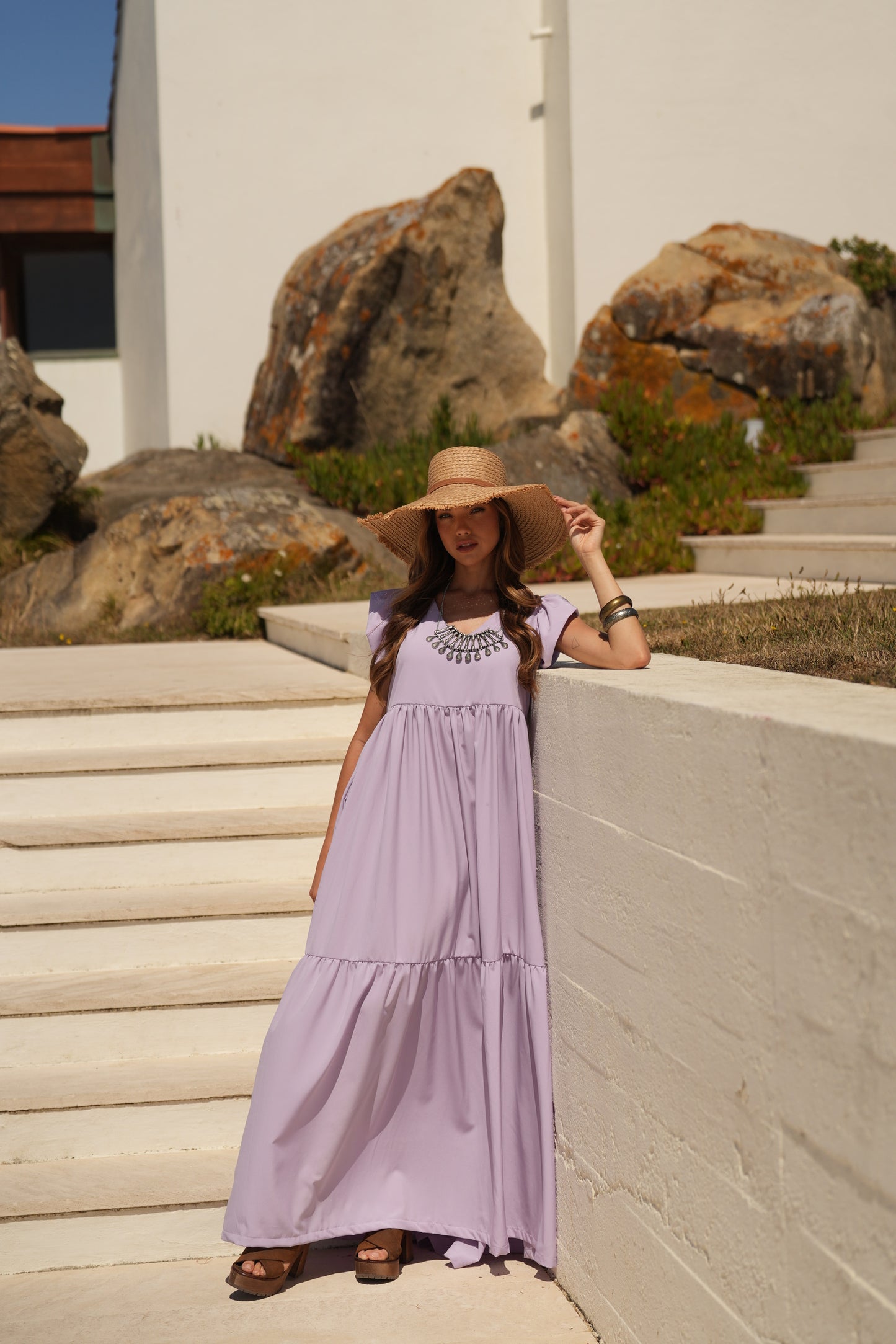 Vestido largo lavanda