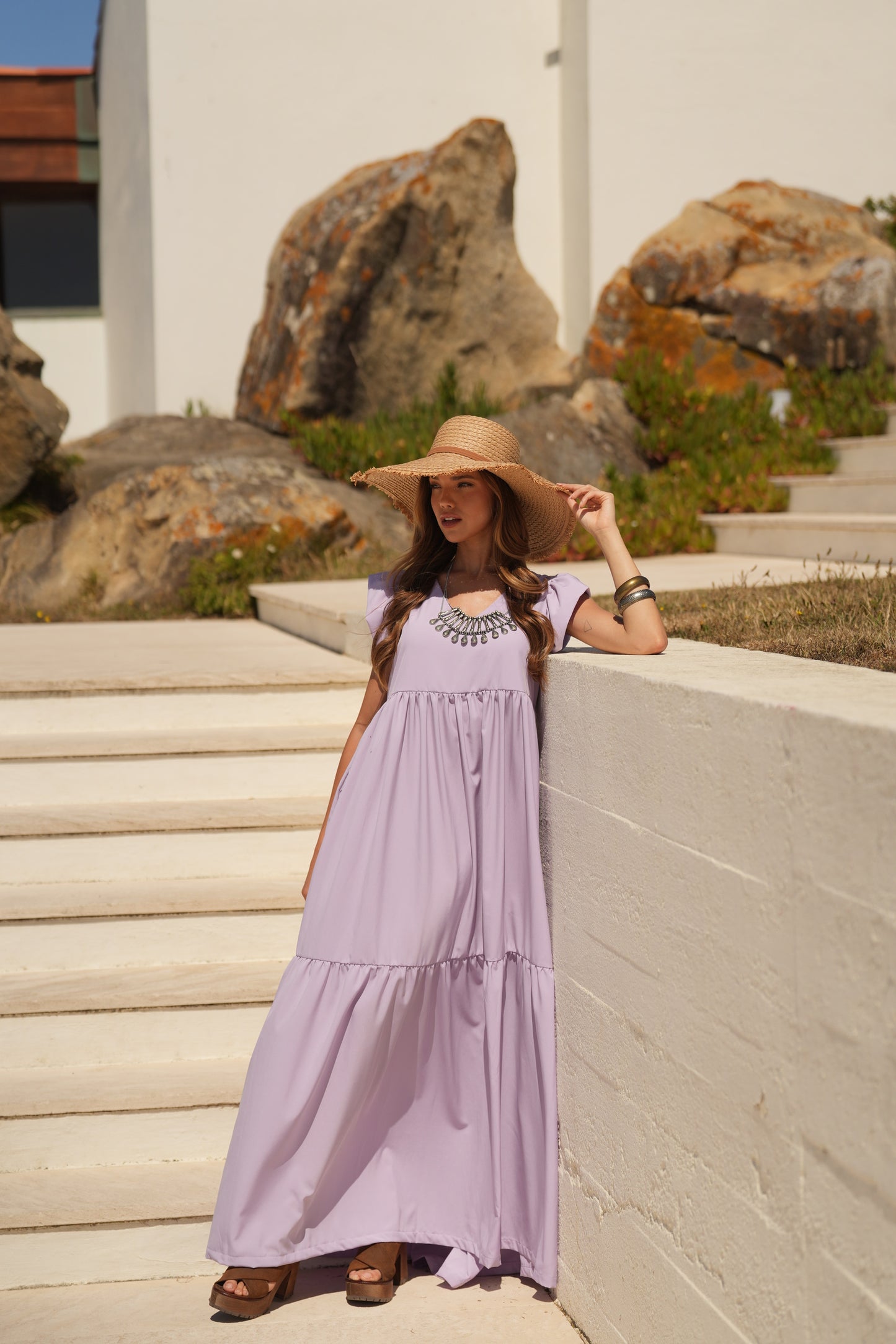 Vestido largo lavanda
