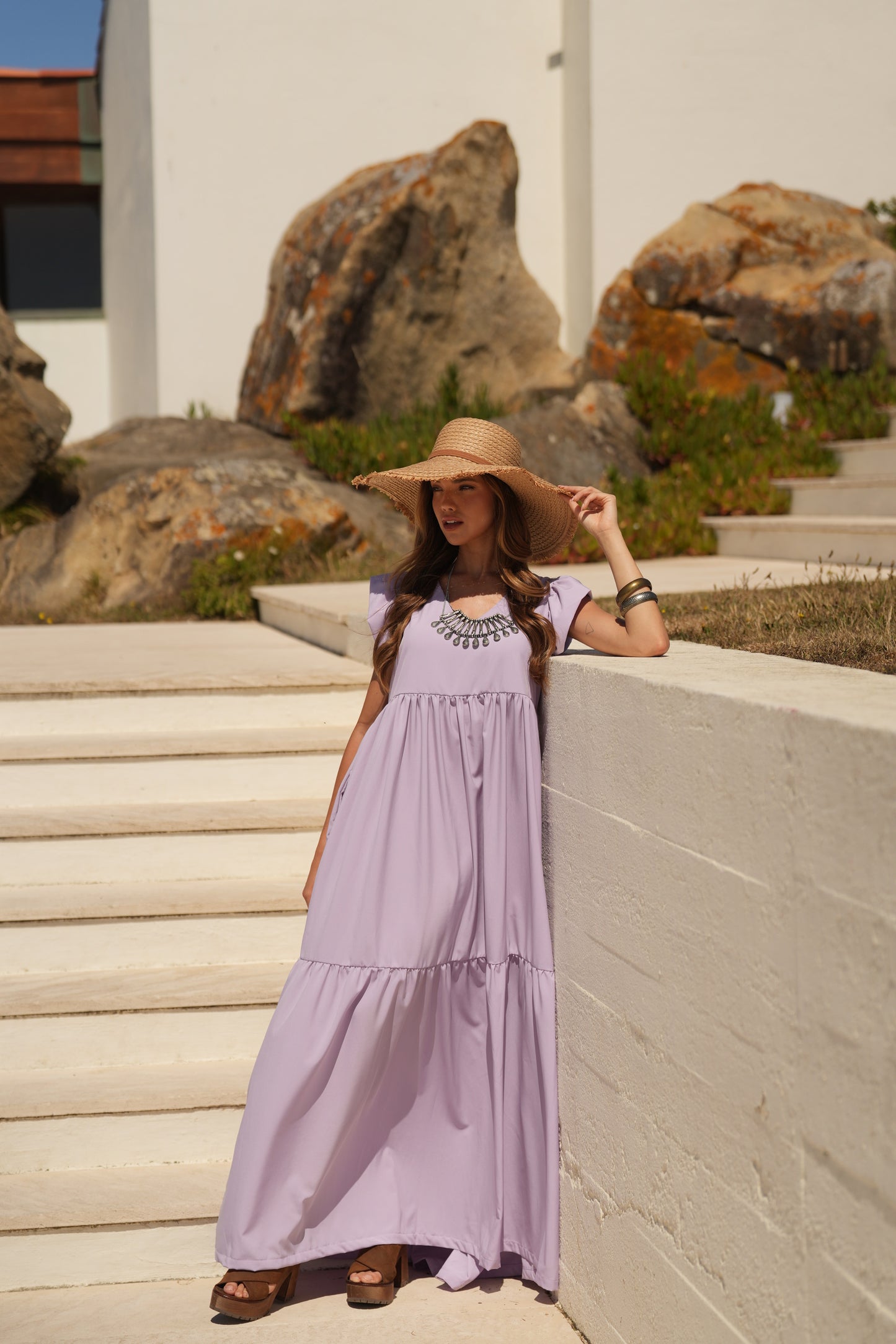 Vestido largo lavanda