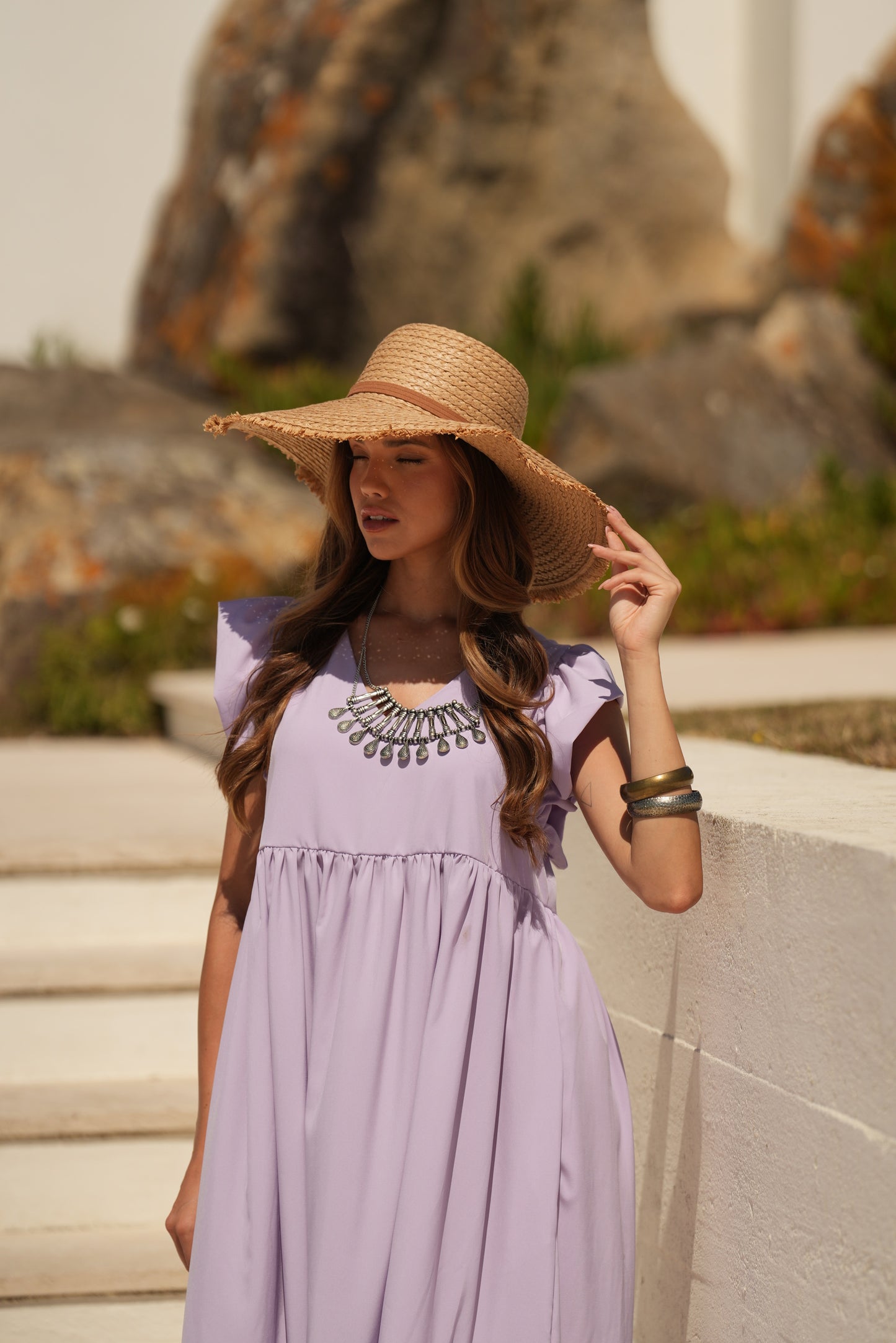 Vestido largo lavanda