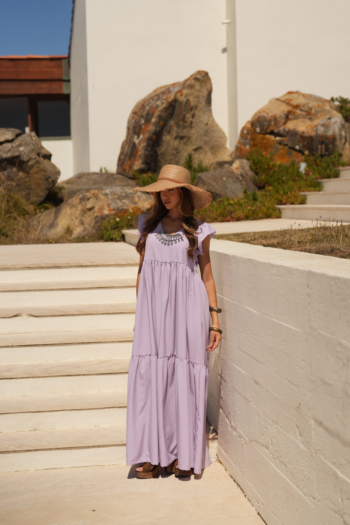 Vestido largo lavanda