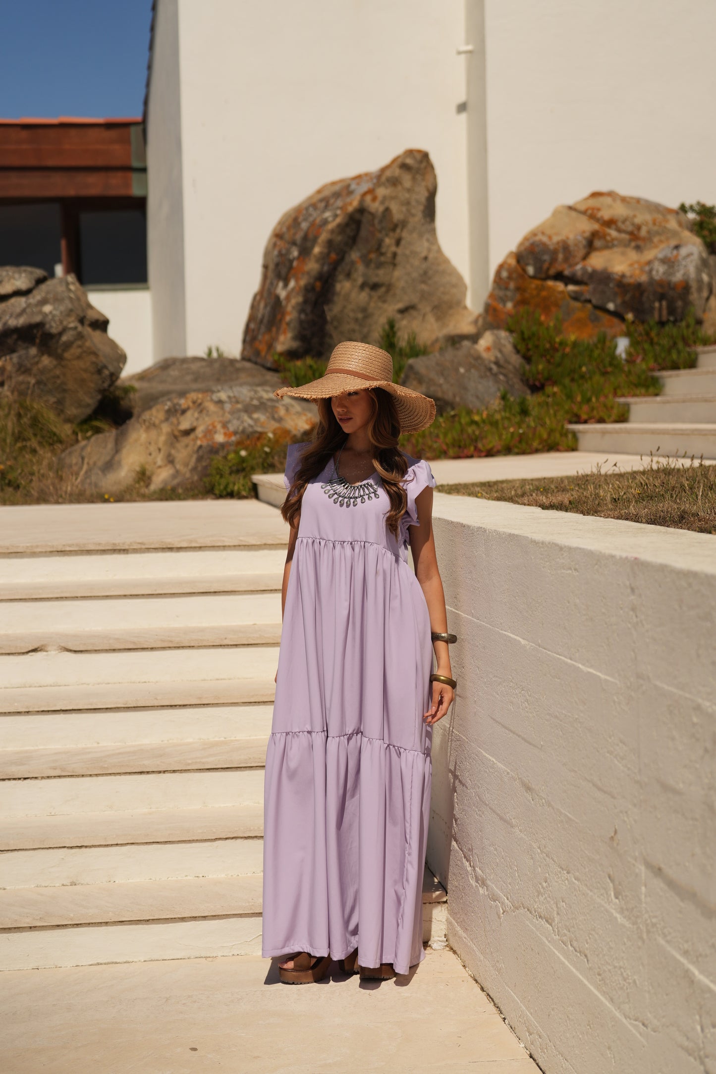 Vestido largo lavanda