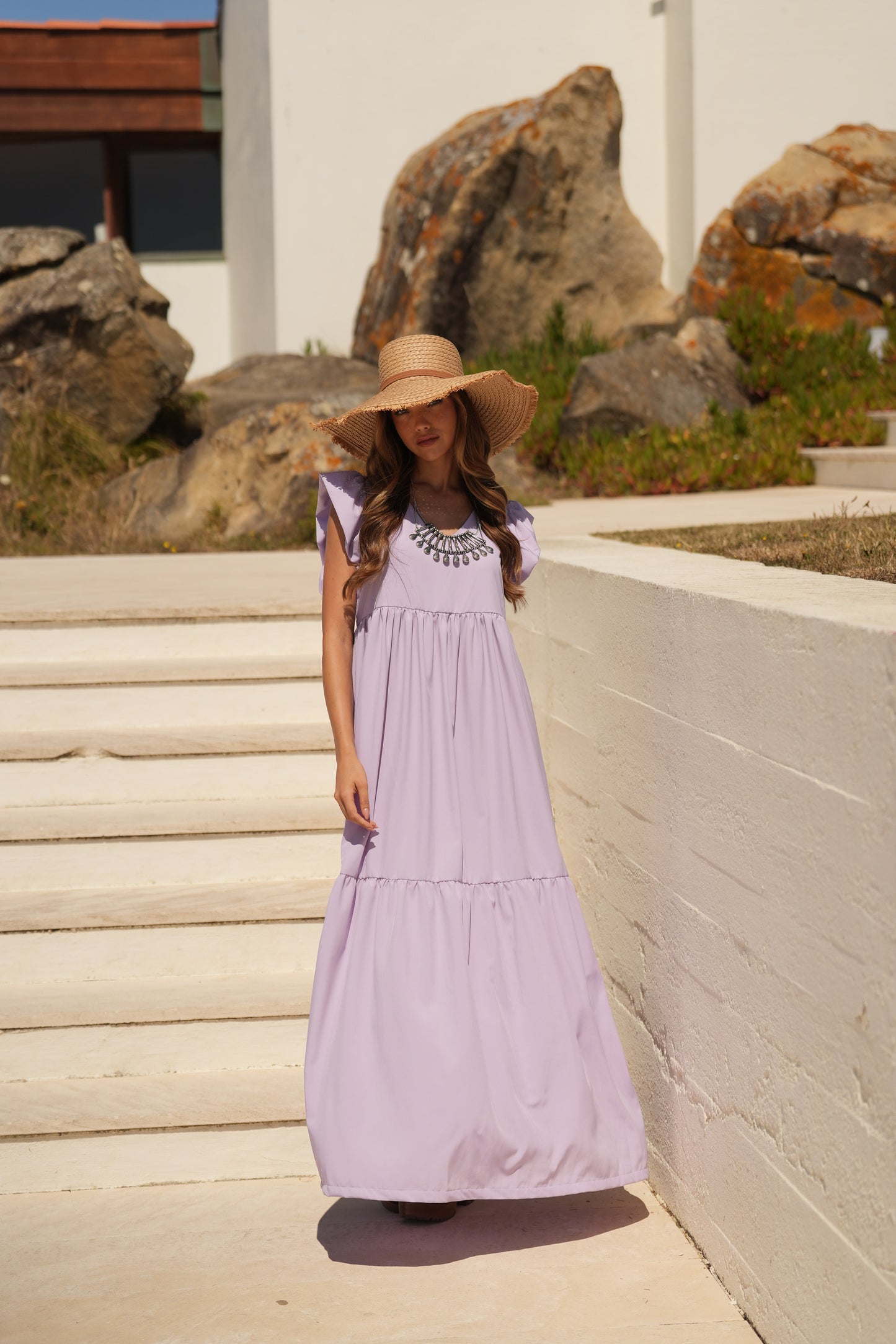 Vestido largo lavanda