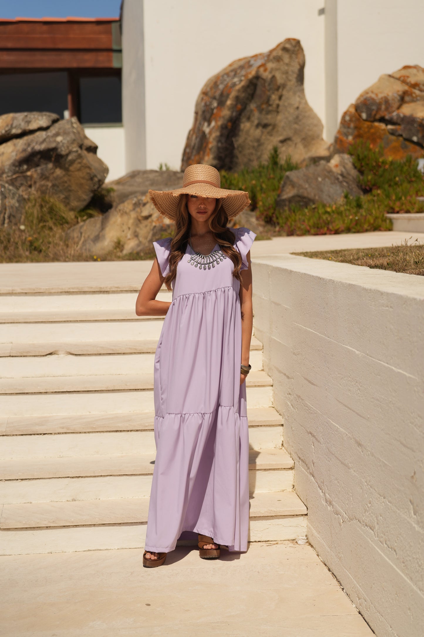 Vestido largo lavanda